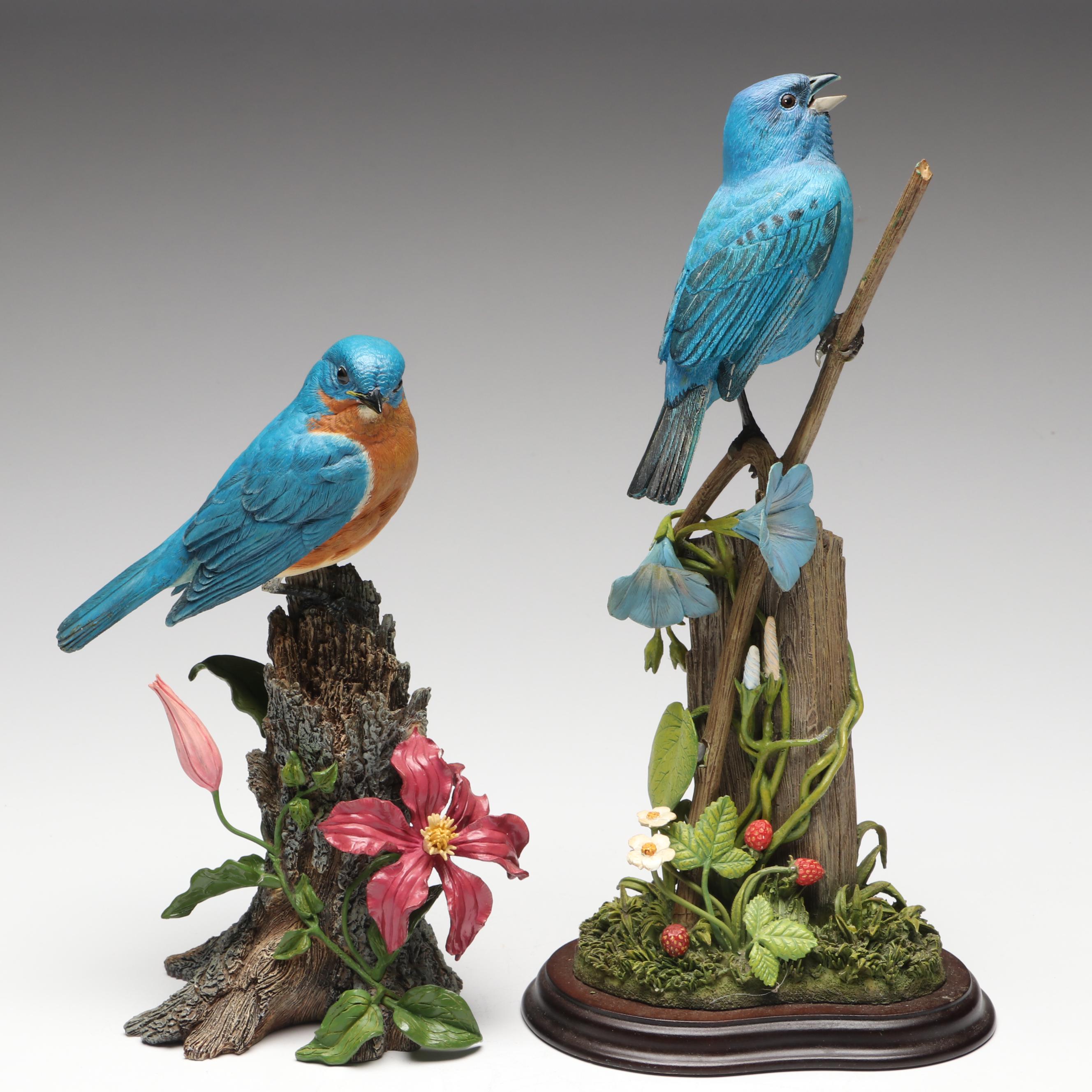 The Danbury Mint "Sapphire Song" and "Spring Welcome" Bird Figurines