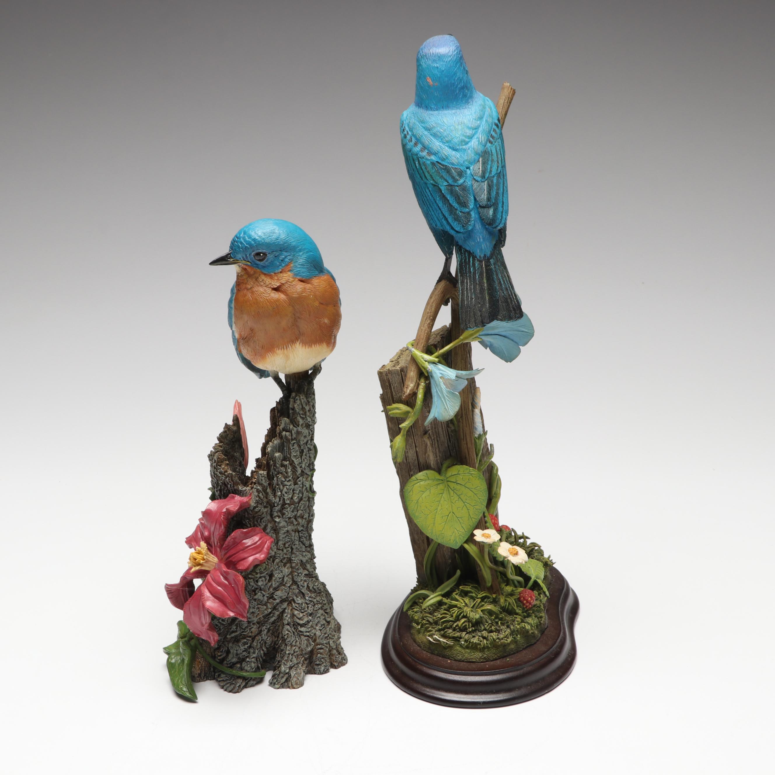 The Danbury Mint "Sapphire Song" and "Spring Welcome" Bird Figurines