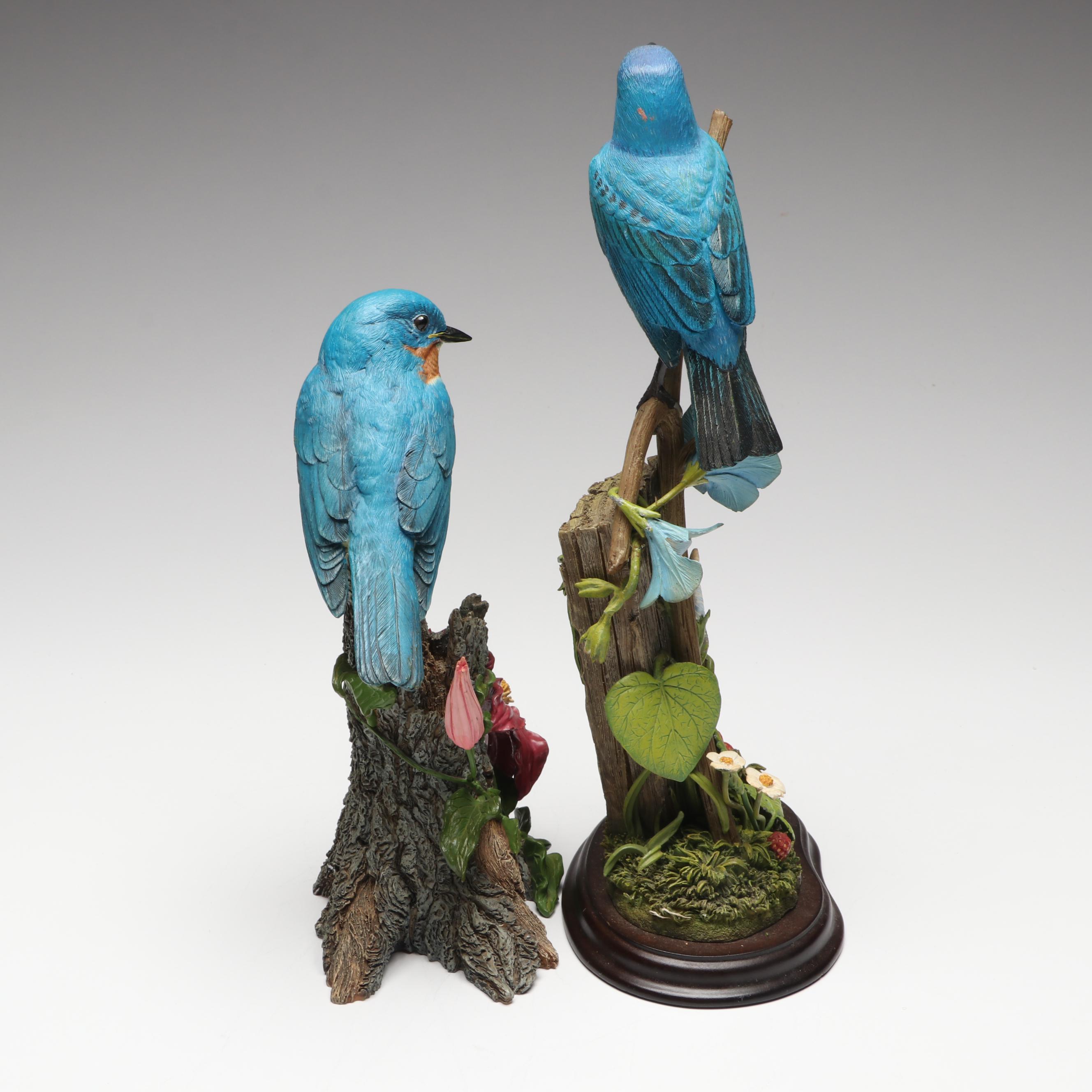 The Danbury Mint "Sapphire Song" and "Spring Welcome" Bird Figurines