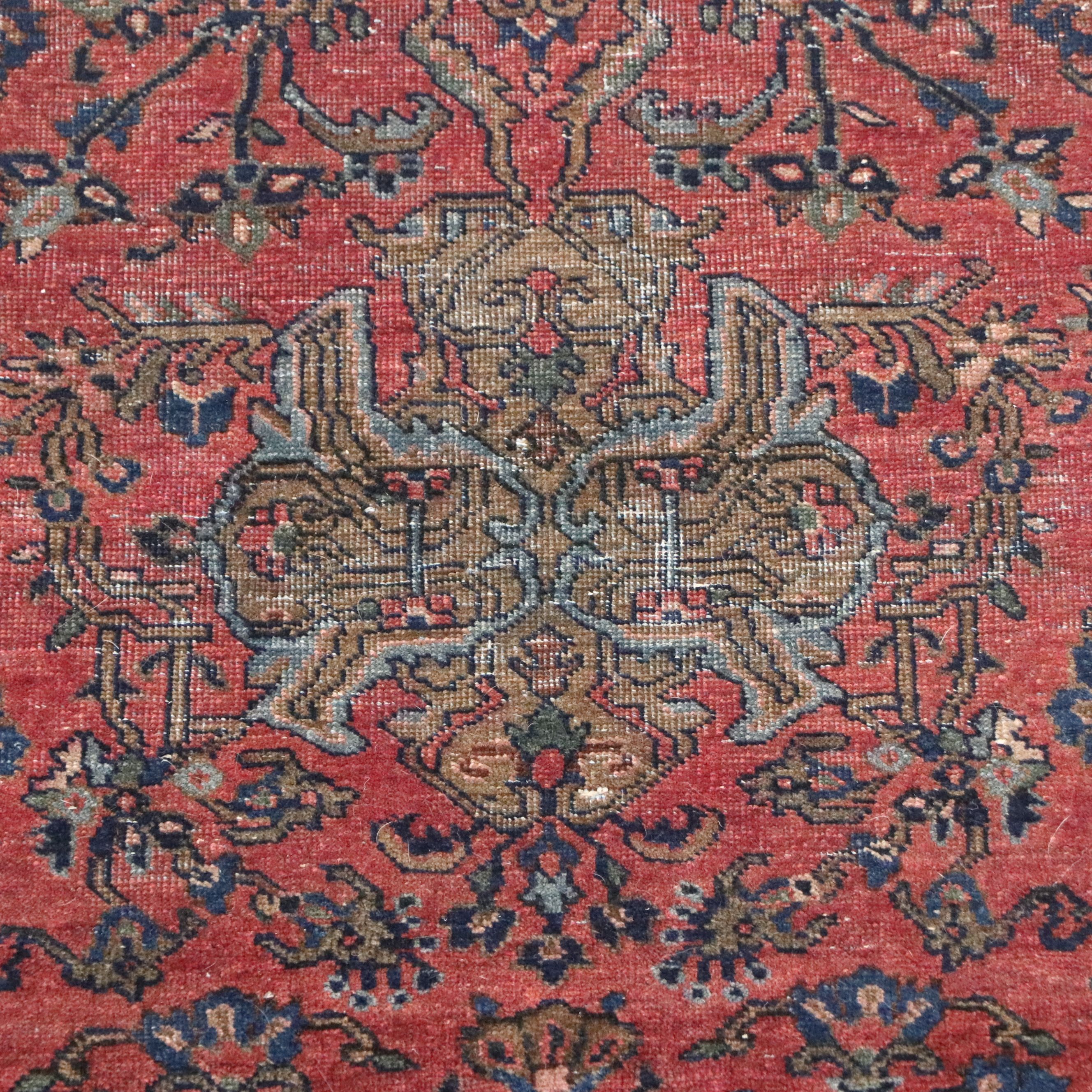 4'2 x 6'7 Hand-Knotted Persian Sarouk Area Rug