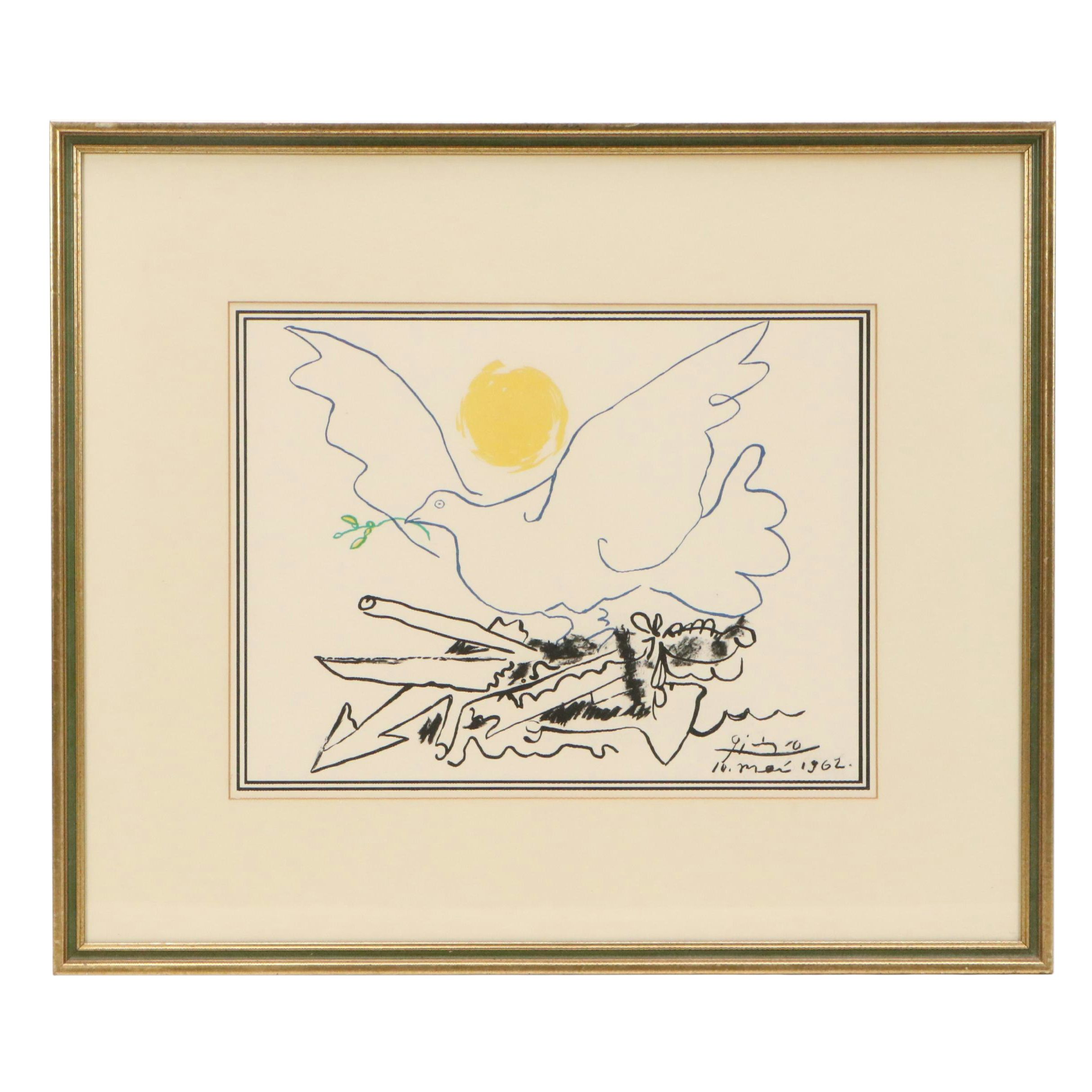 After Pablo Picasso Lithograph "Dove of the Future," 1962