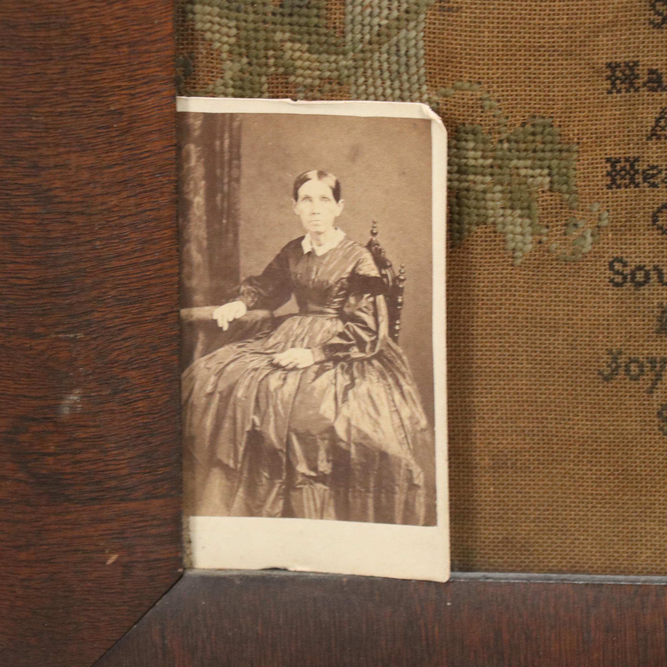 Cincinnati Made "Christian Consolation" Framed Needlework Sampler, 19th Century