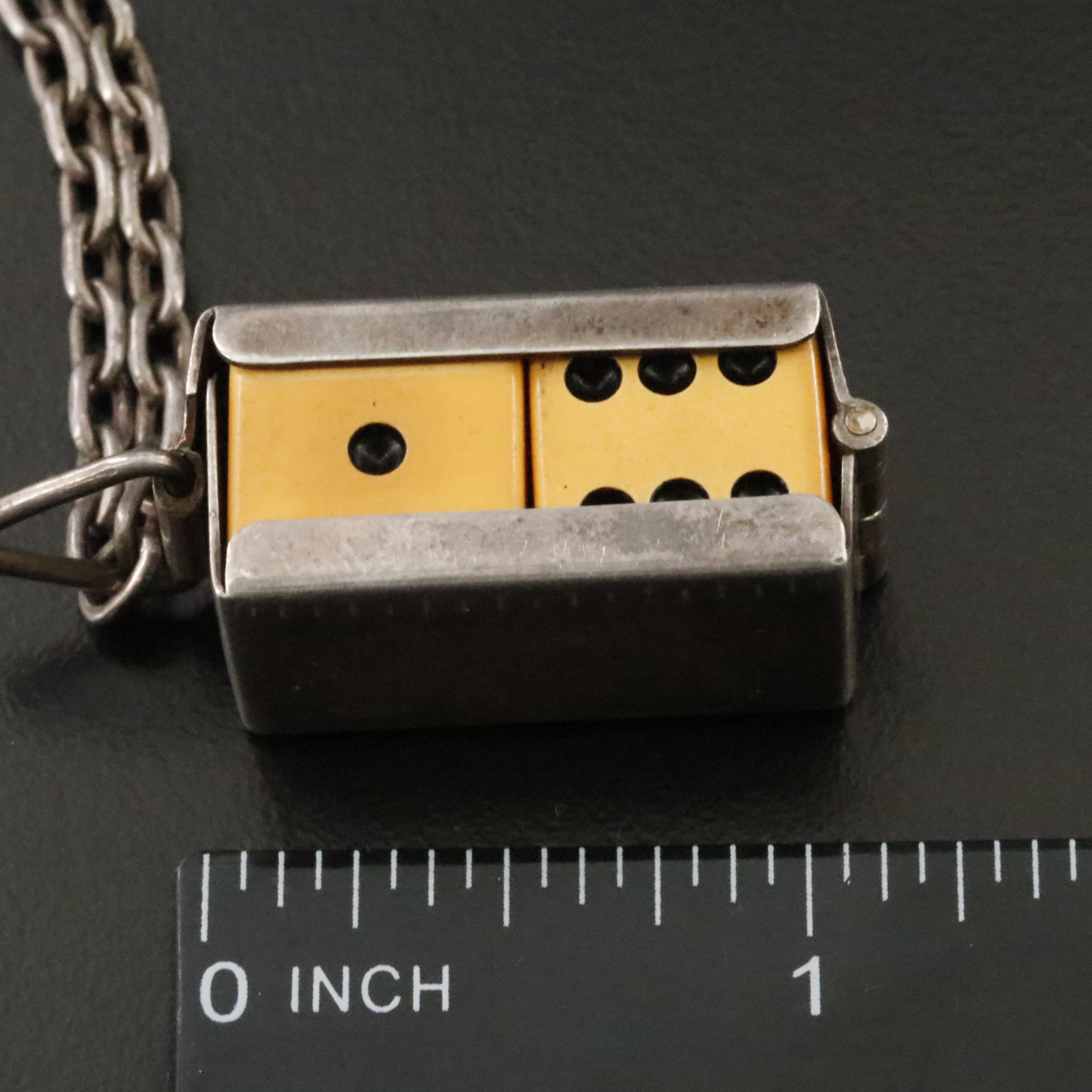1930s Napier Sterling Bakelite Dice Charm