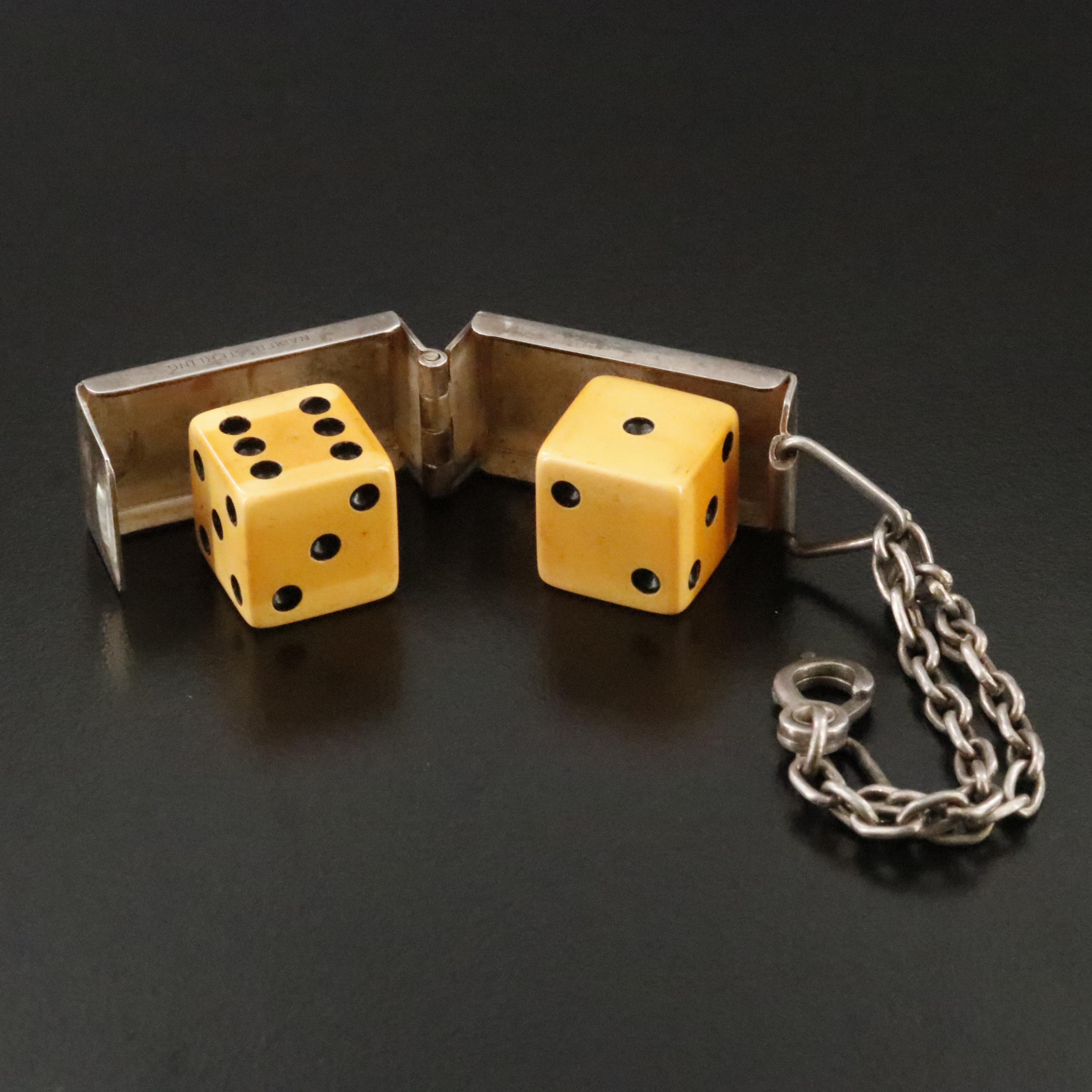 1930s Napier Sterling Bakelite Dice Charm