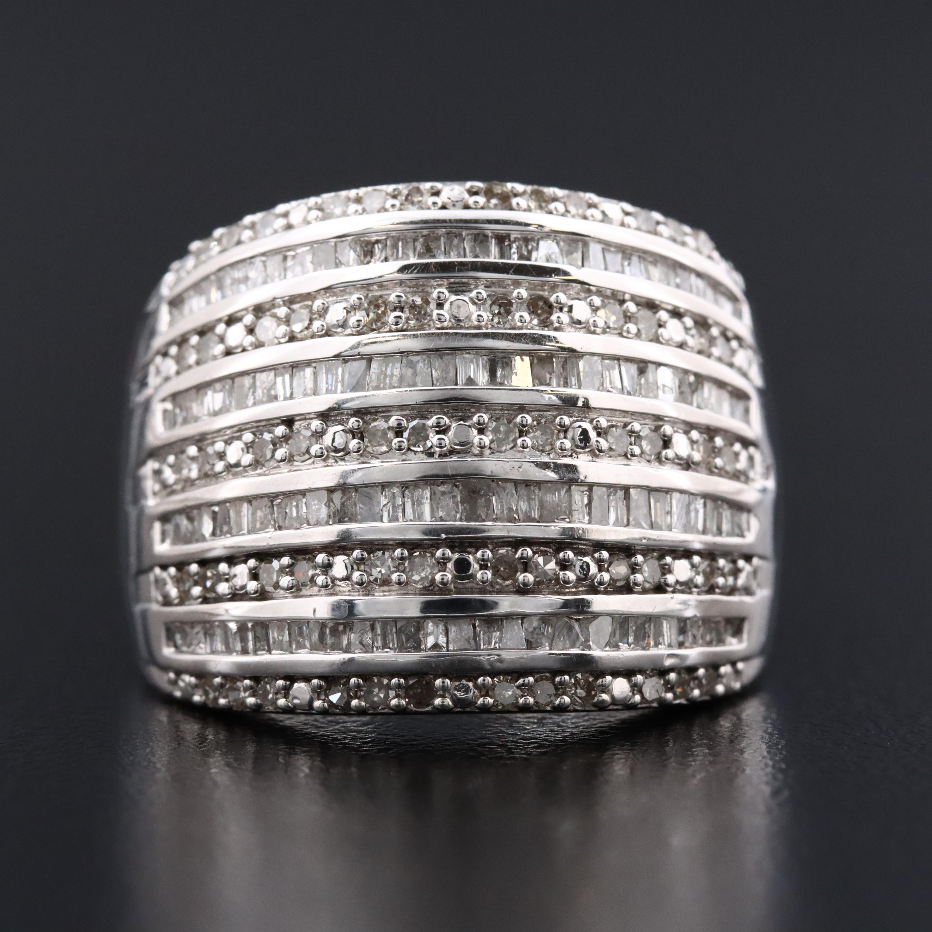 Sterling Multi Row Diamond Ring