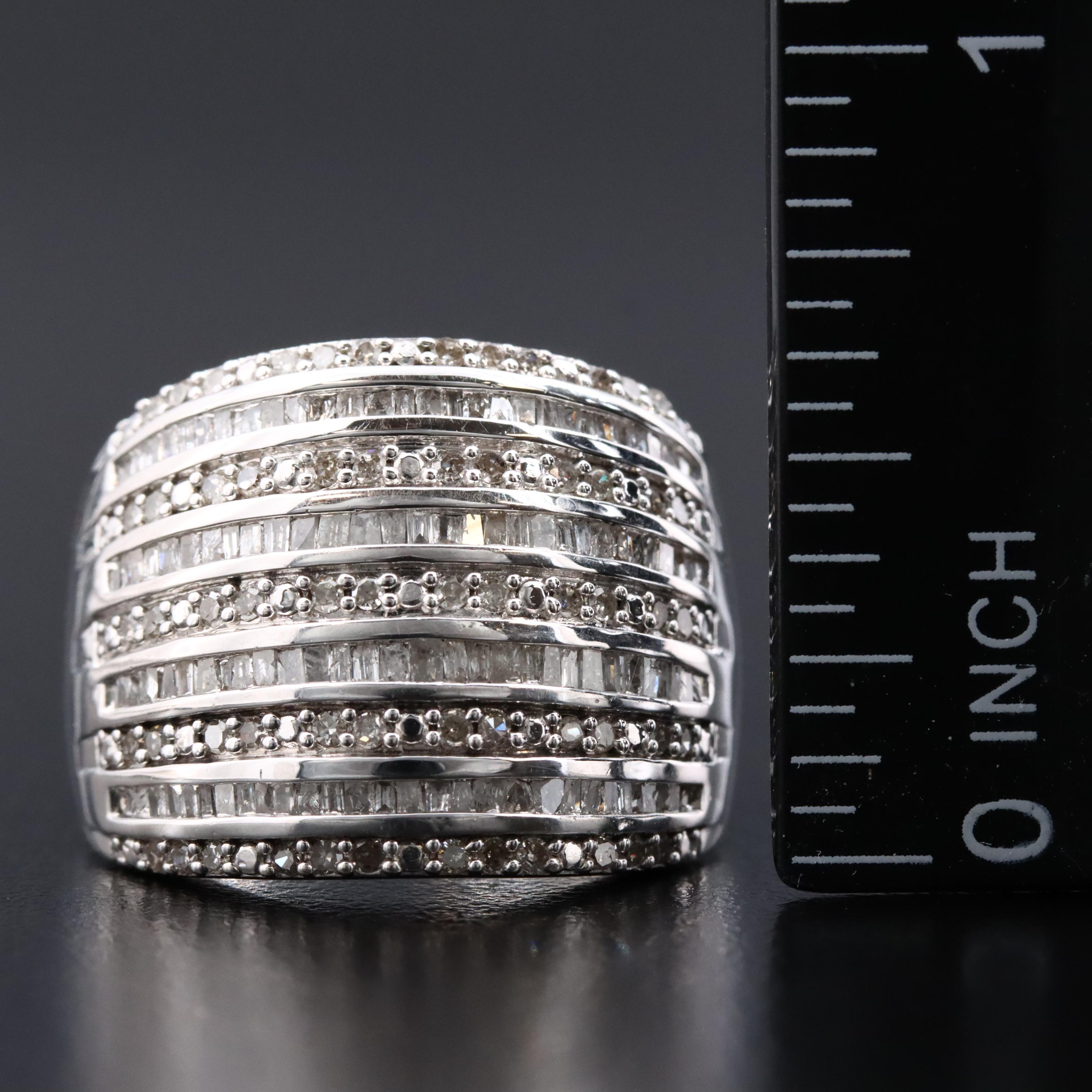 Sterling Multi Row Diamond Ring