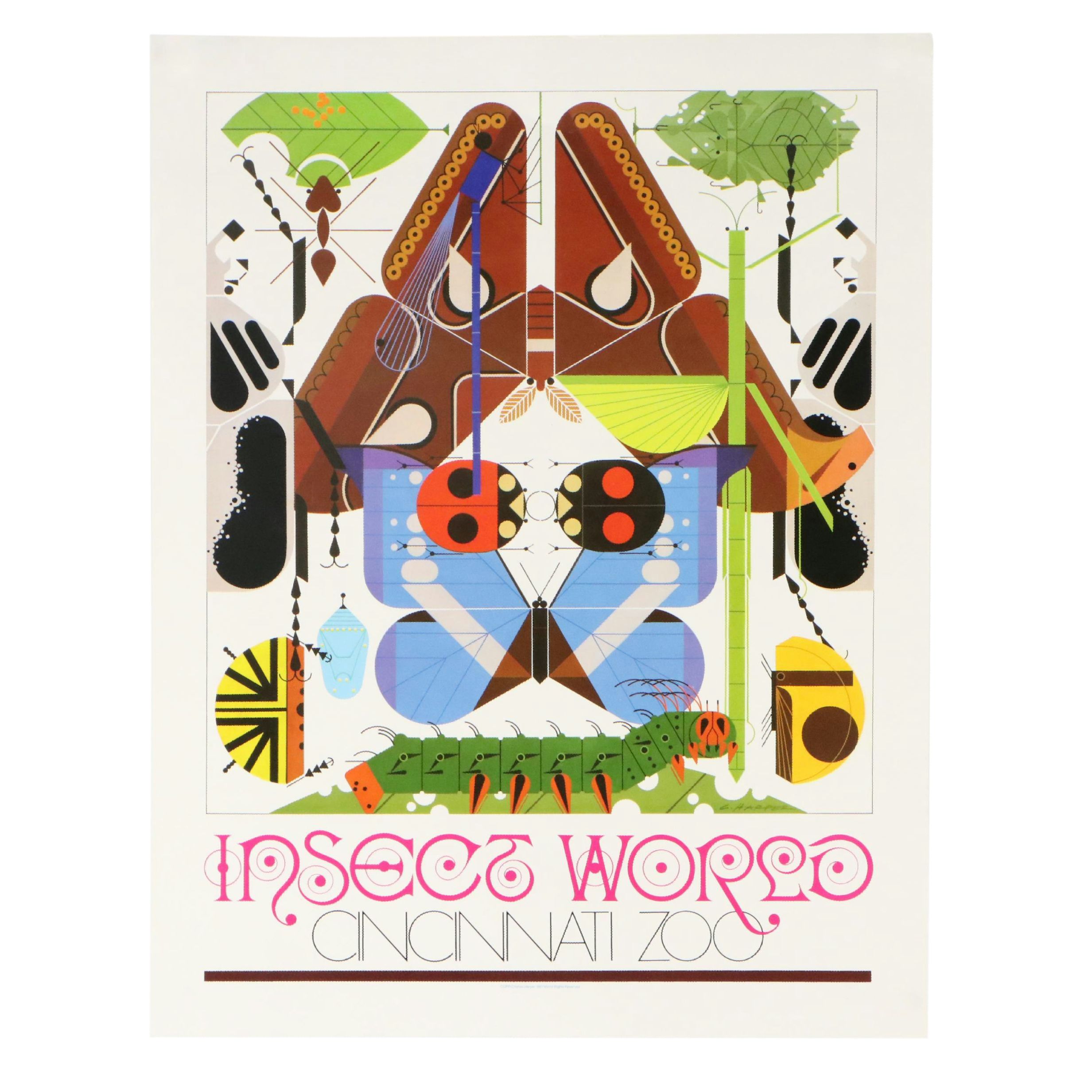 Charley Harper Cincinnati Zoo Poster "Insect World," 1987