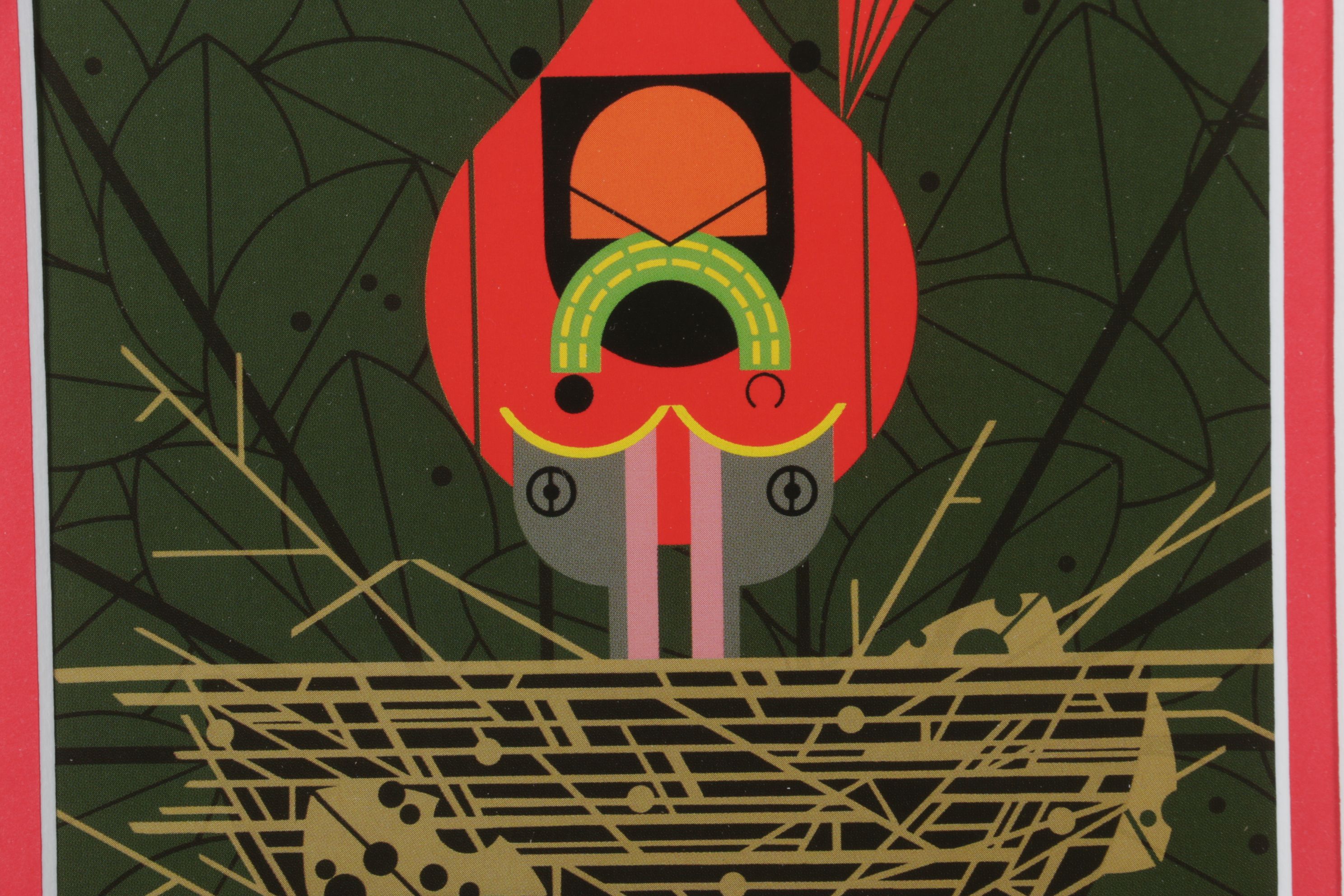 Charley Harper Offset Lithograph "Cardinal Cradle", 1991