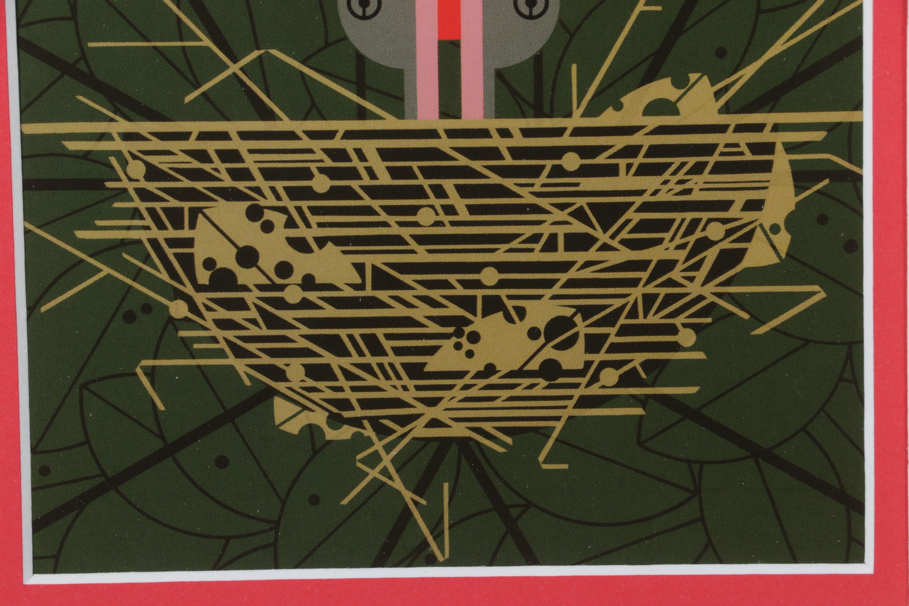 Charley Harper Offset Lithograph "Cardinal Cradle", 1991