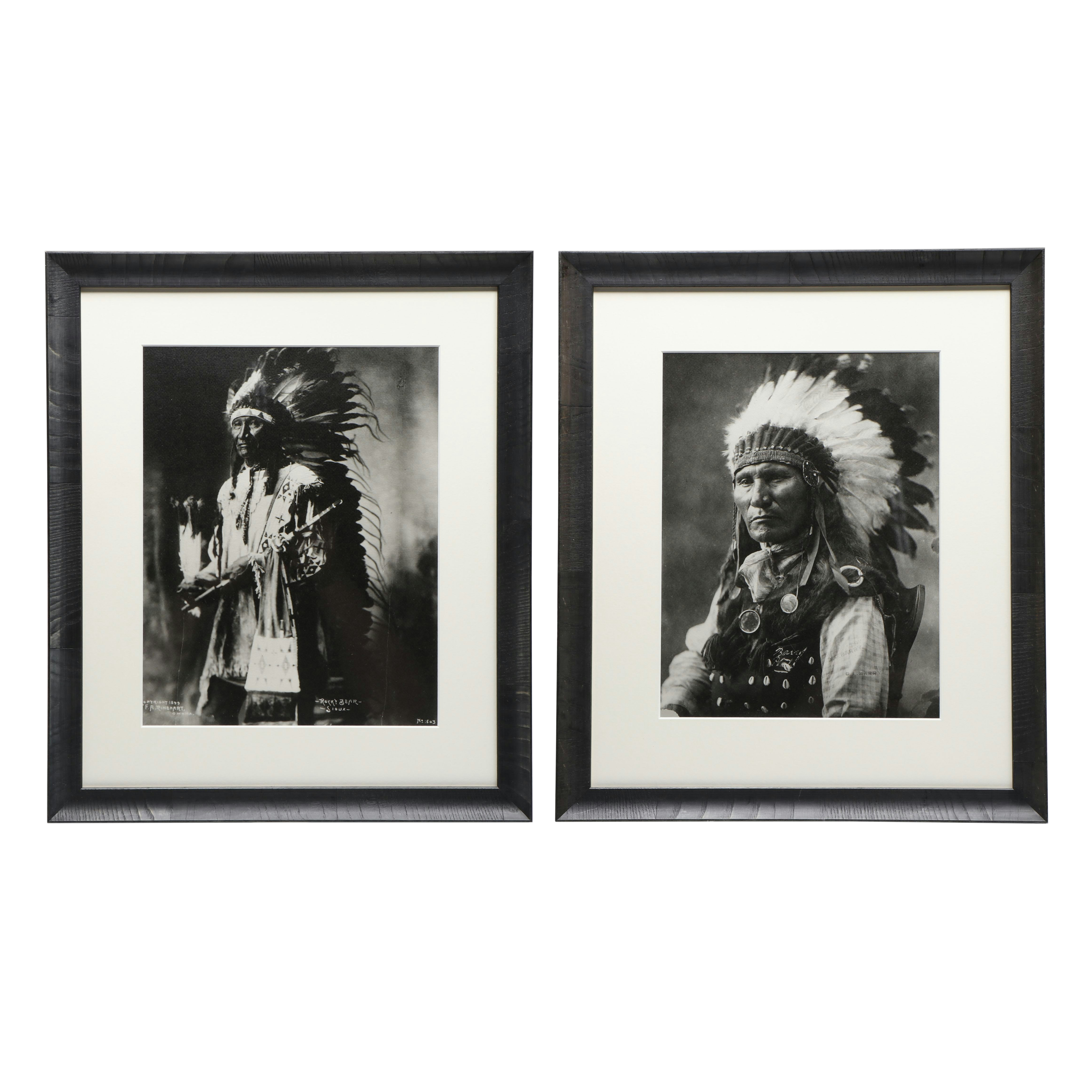 F.A. Rhinehart "Rocky Bear Sioux" and Other Native American Framed Prints