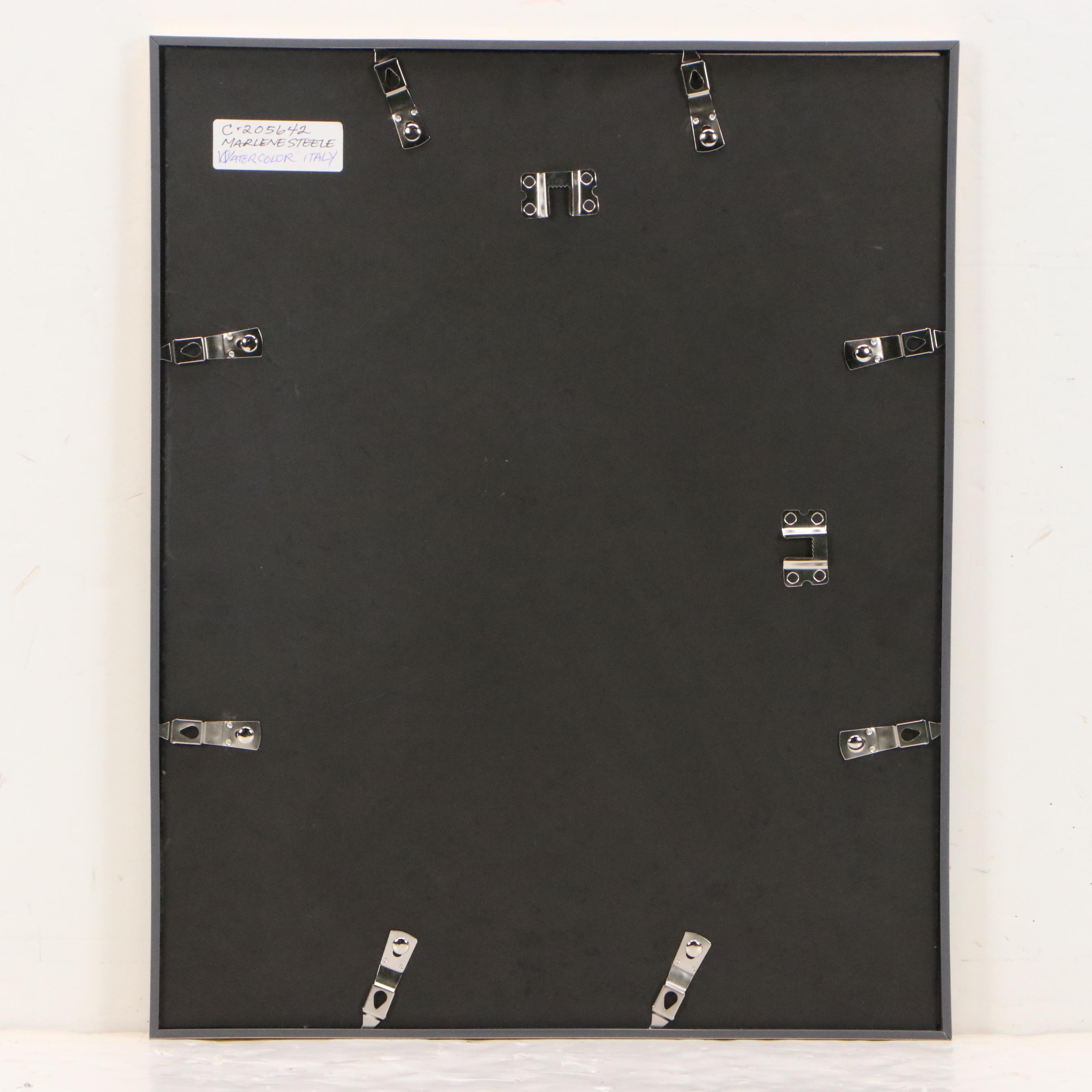 Marlene Steele European Village Landscape Watercolor Painting, 2008