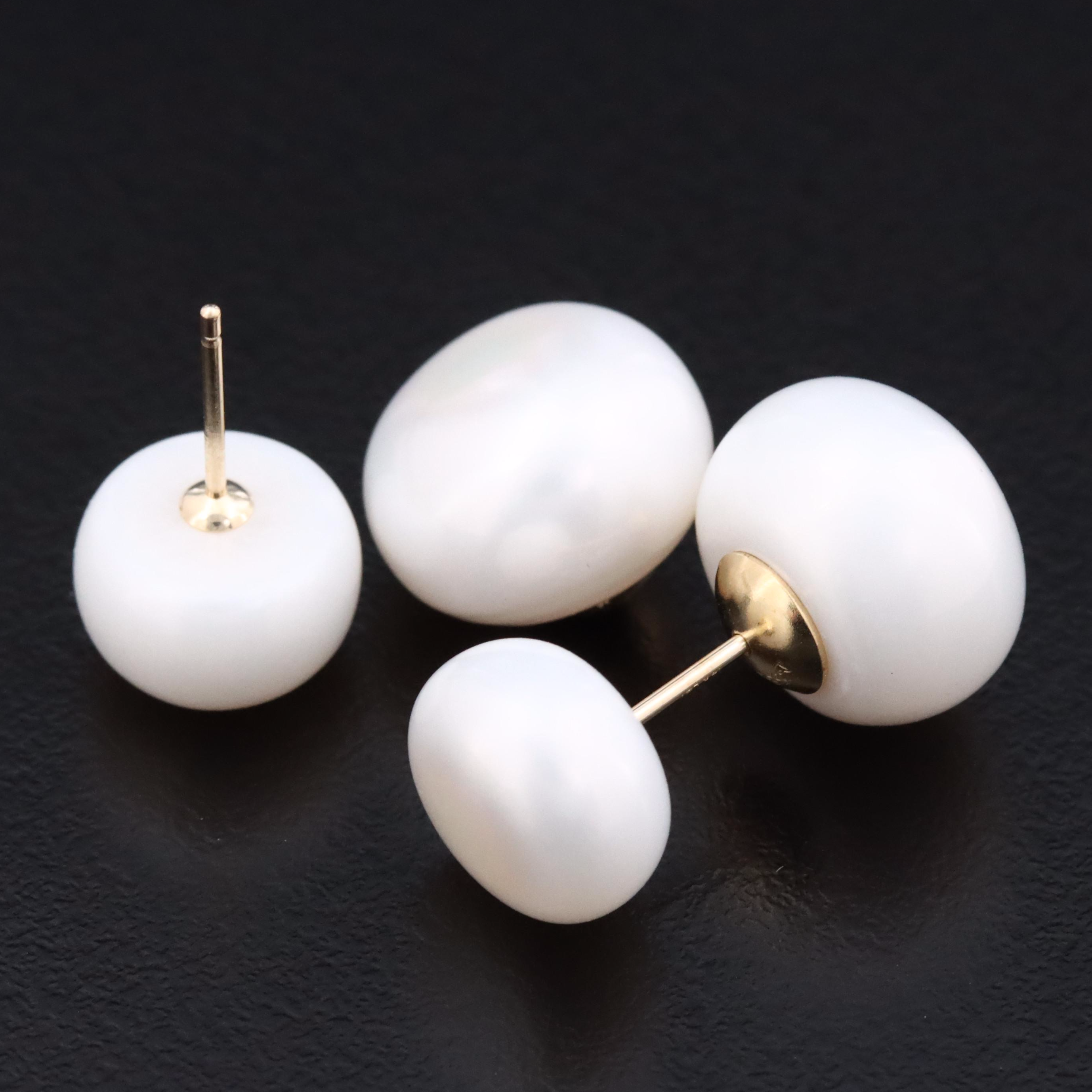14K Pearl Front Back Earrings