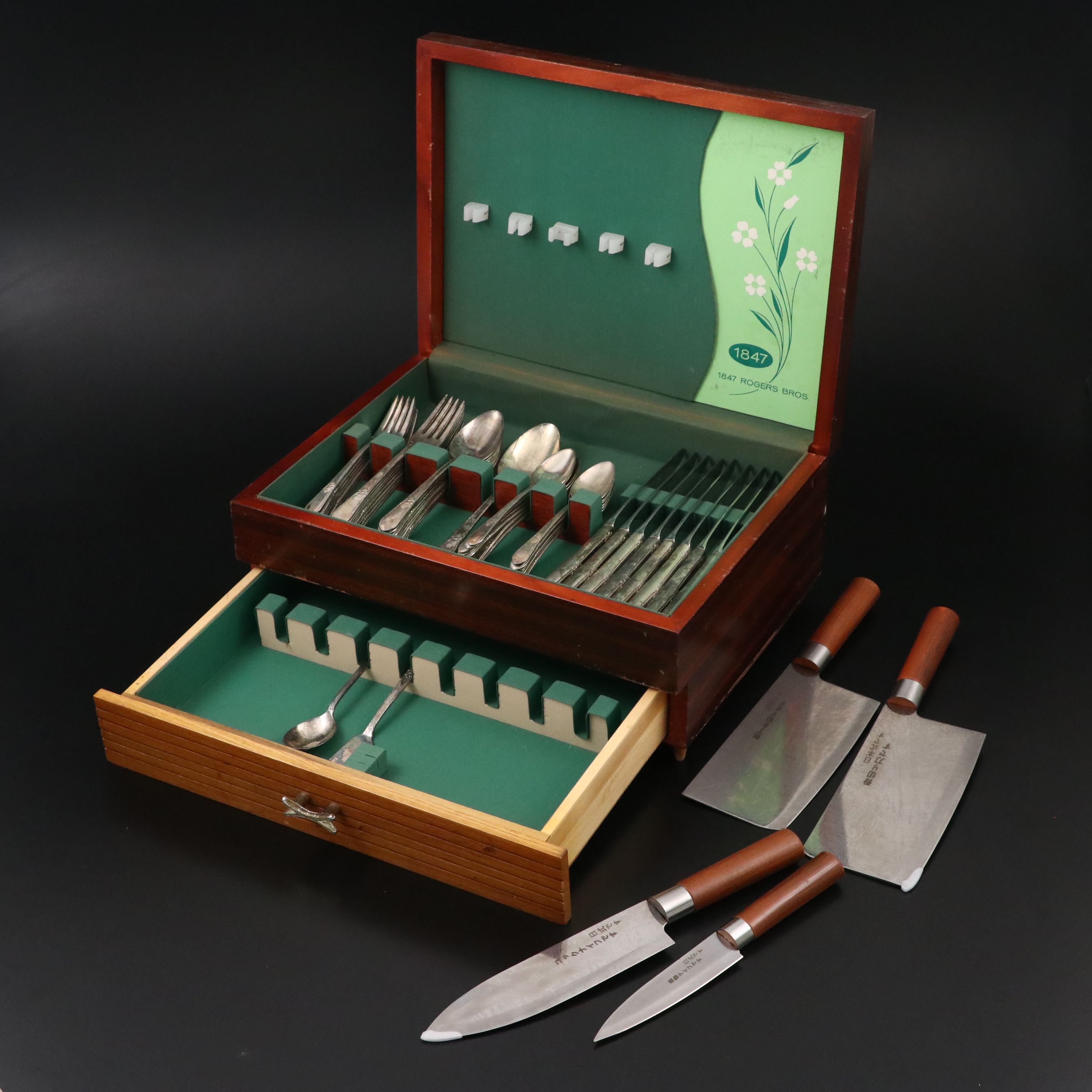 Rogers "Adoration" Silver Plate Flatware with Other Japanese Knives