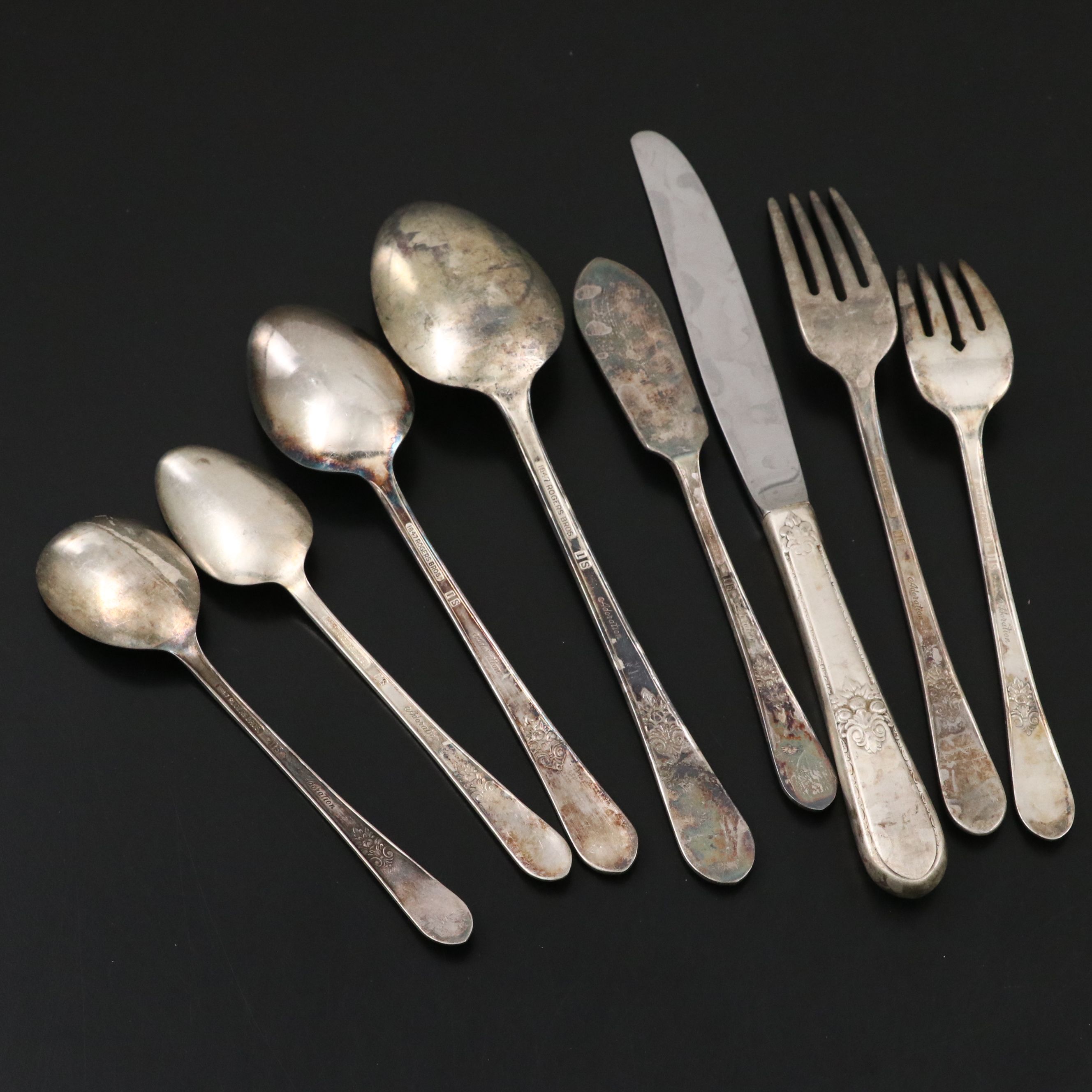 Rogers "Adoration" Silver Plate Flatware with Other Japanese Knives