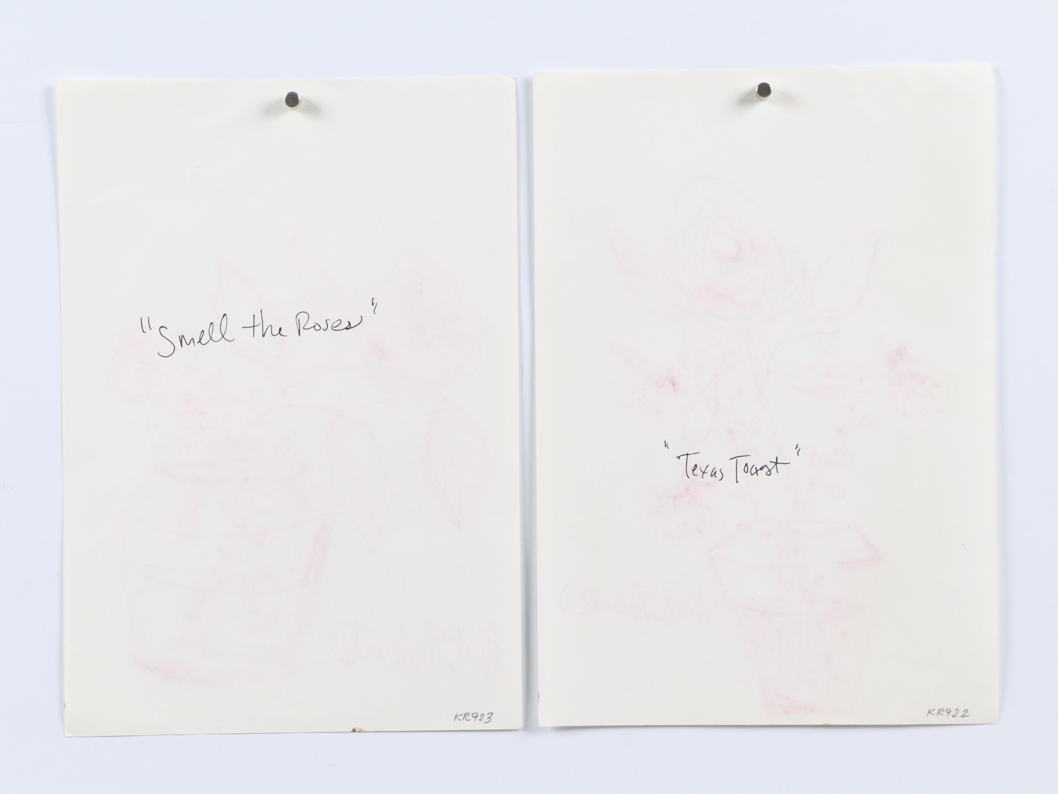 Kait Roberts Mixed Media Drawings "Smell the Roses" and More, 21st Century