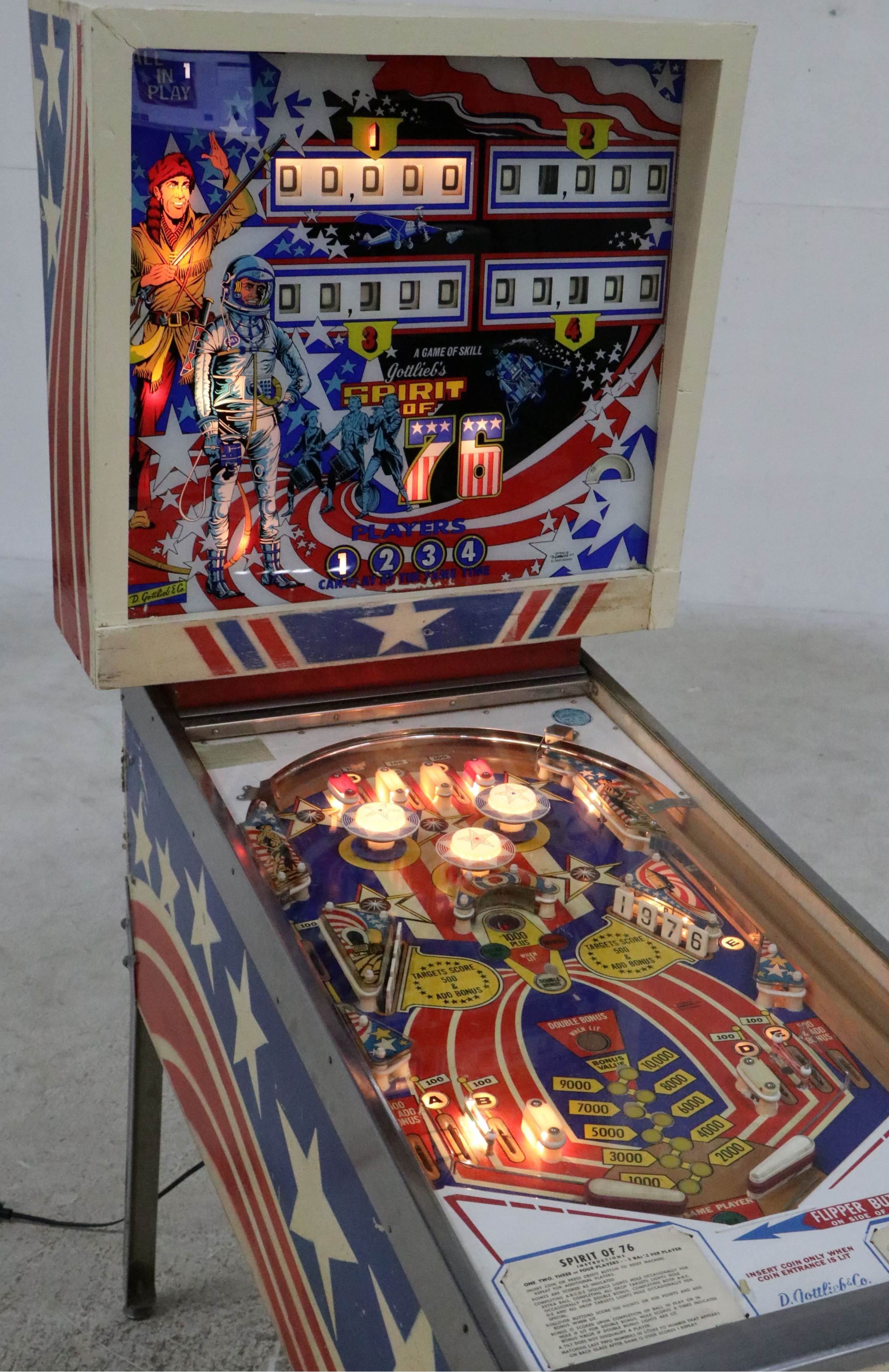 D. Gottlieb & Co. "Spirit of '76" Pinball Machine, 1975