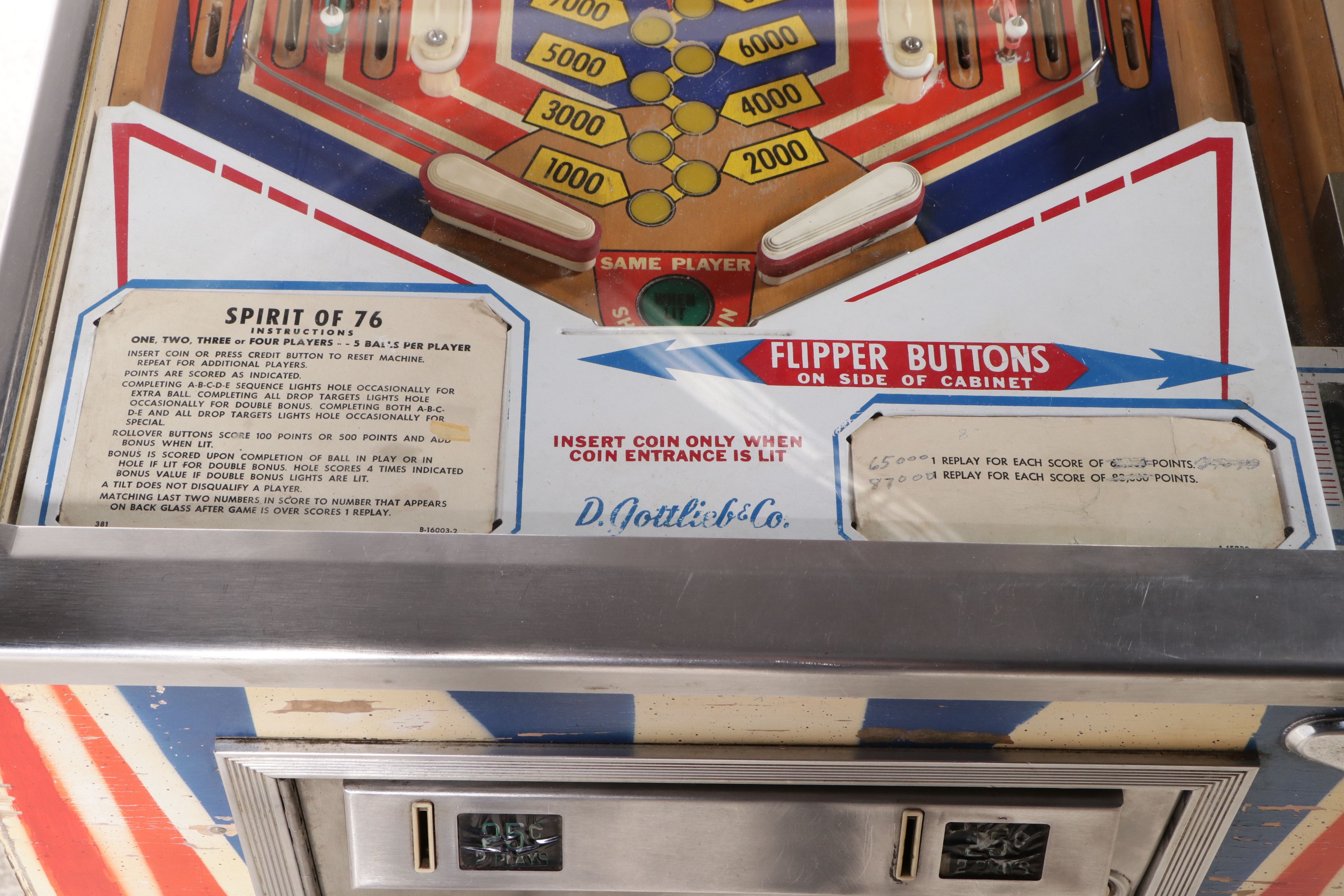 D. Gottlieb & Co. "Spirit of '76" Pinball Machine, 1975
