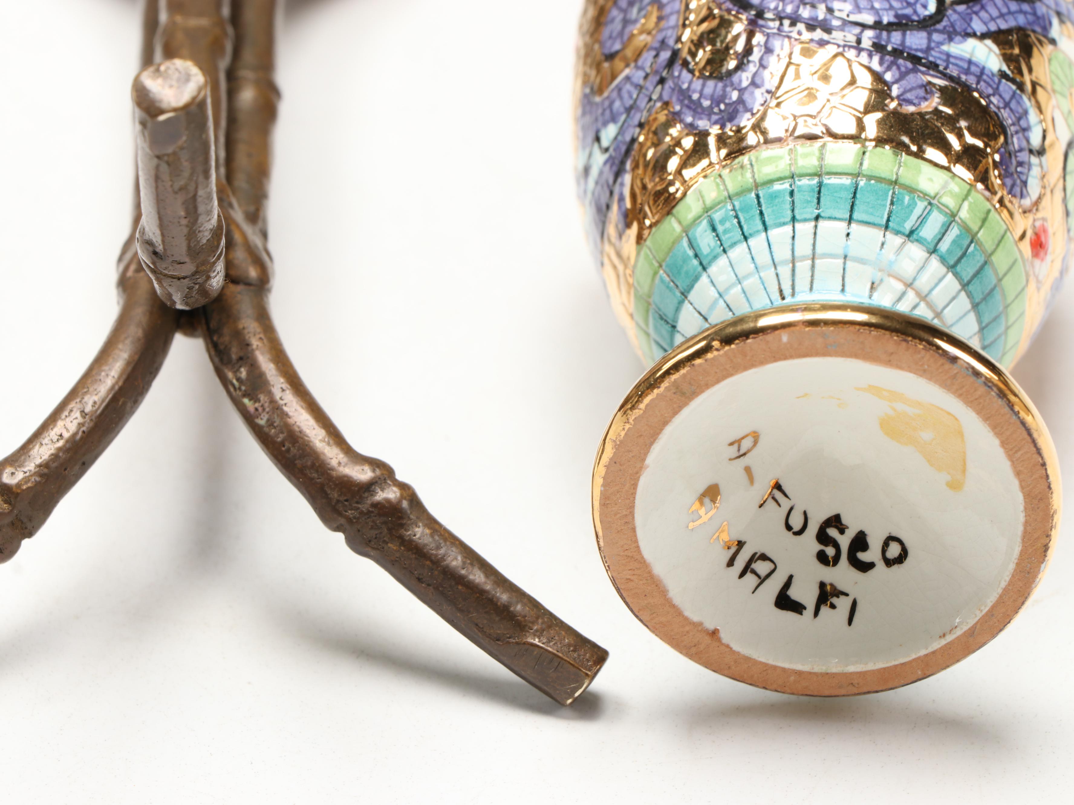 Chinese Porcelain Vase with Embroidered Silk Phoenix and Other Décor