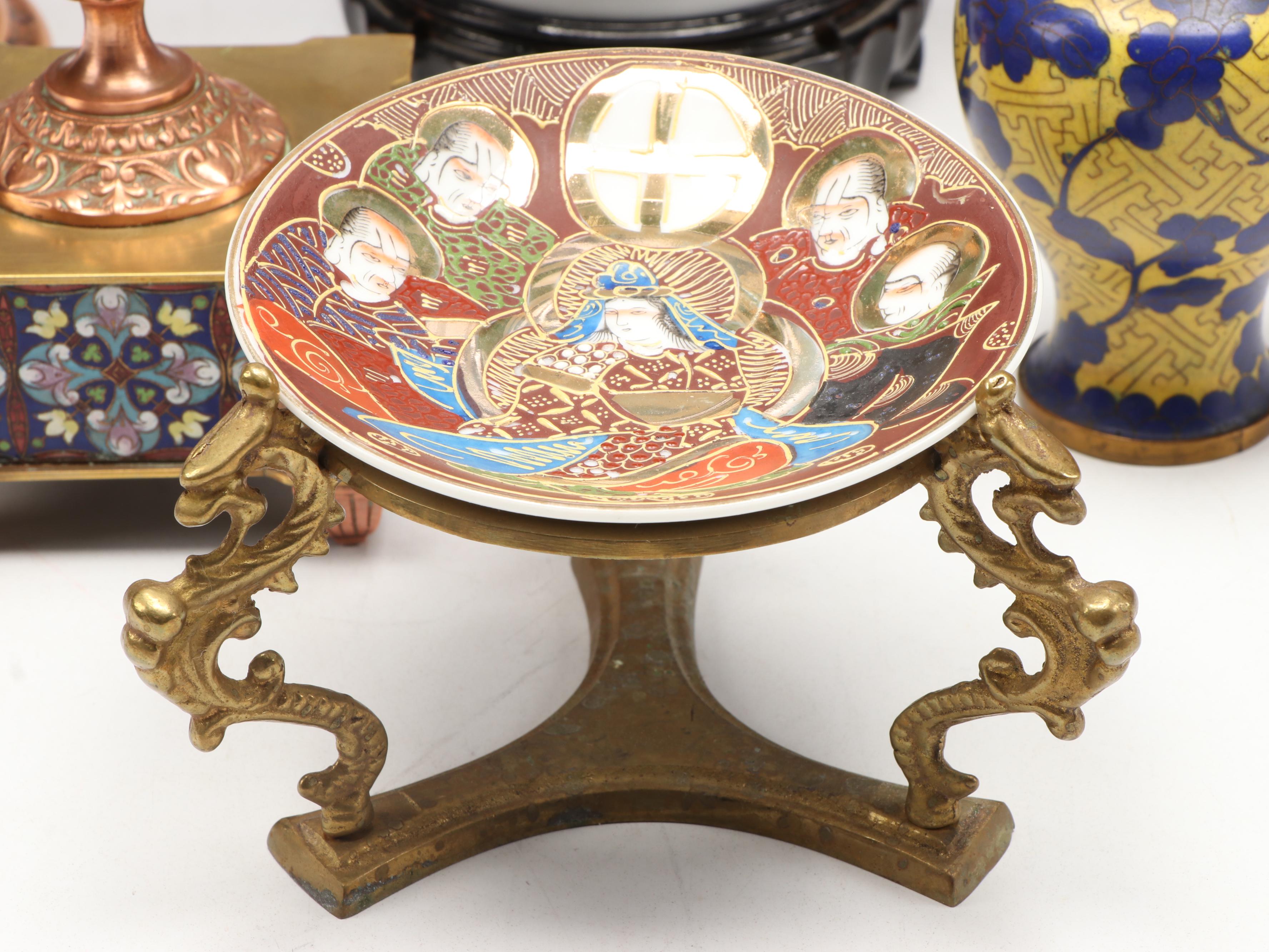 Neoclassical Style Copper Vase and Candlesticks with Other East Asian Décor