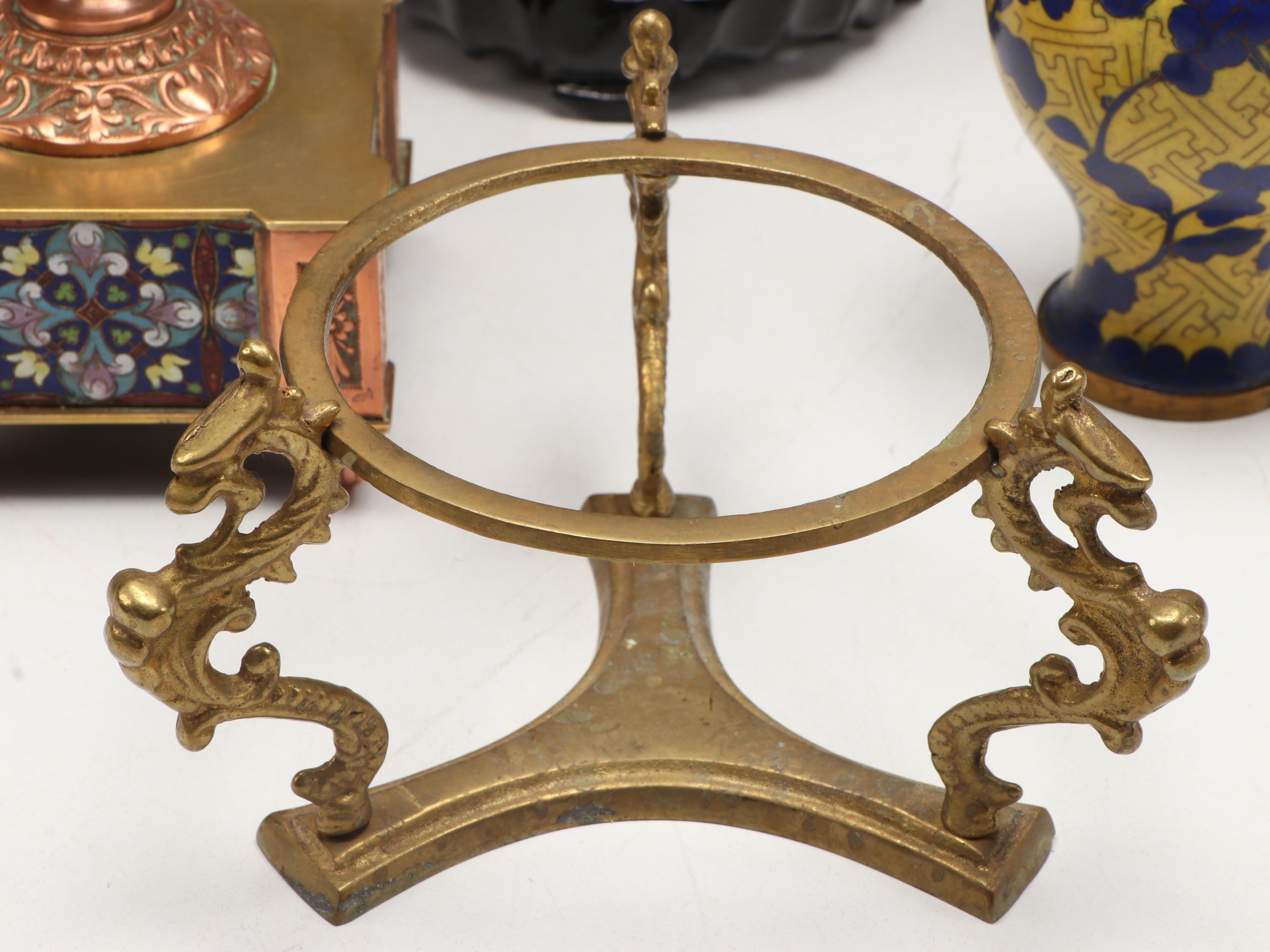 Neoclassical Style Copper Vase and Candlesticks with Other East Asian Décor