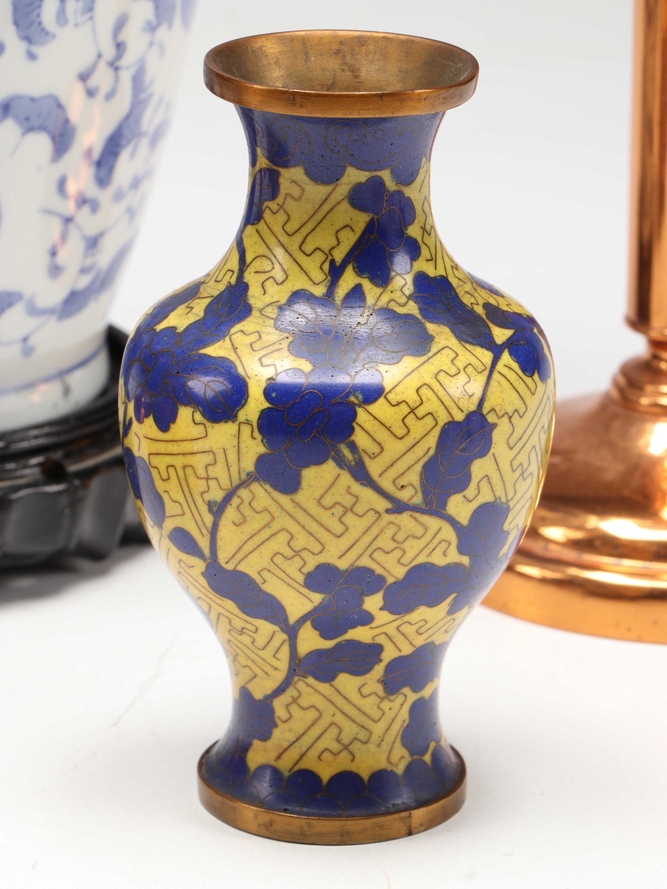 Neoclassical Style Copper Vase and Candlesticks with Other East Asian Décor