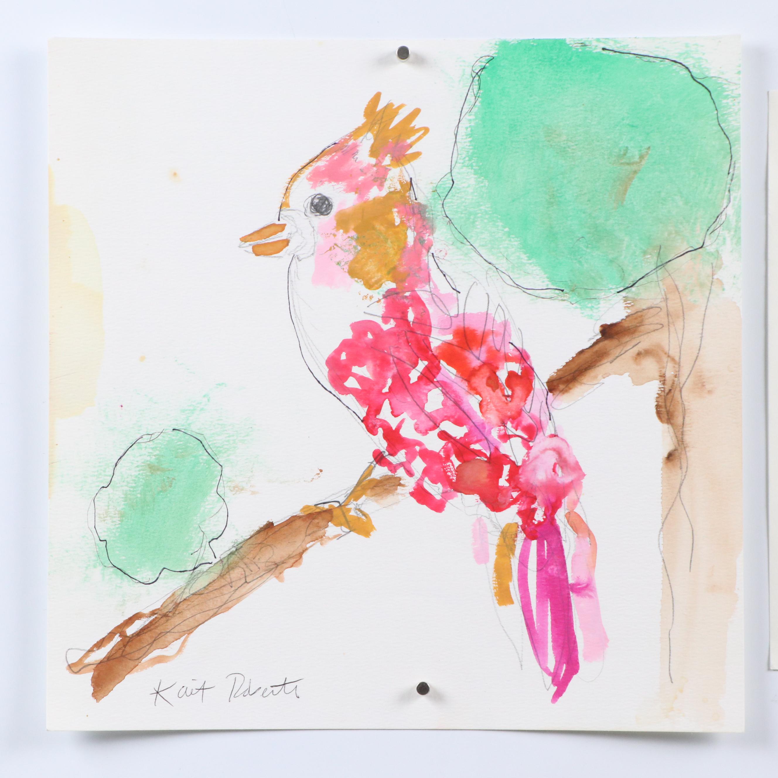 Kait Roberts Mixed Media Paintings "Always Be Pink" and More, 21st Century