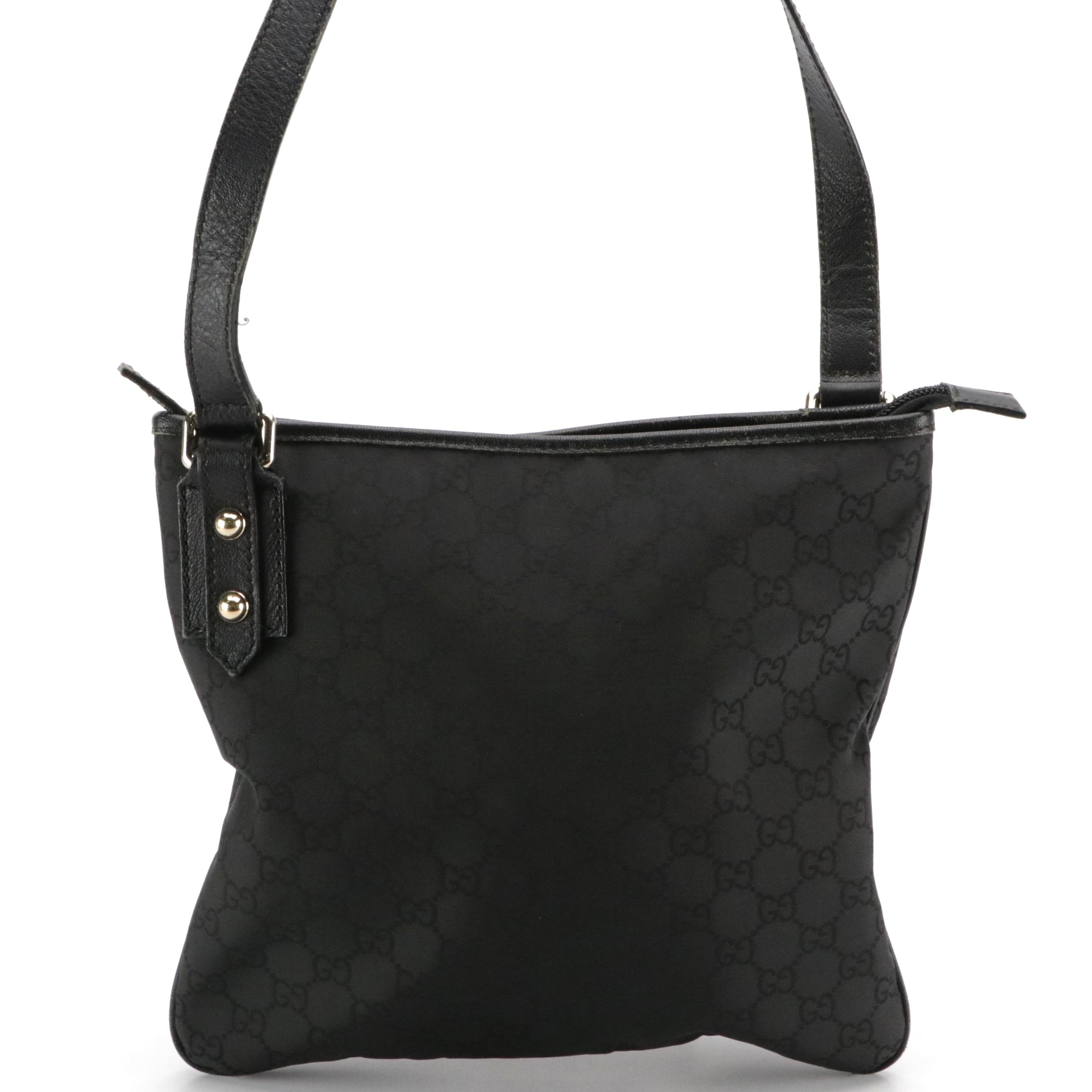Gucci Jolicoeur Crossbody Bag in Black GG Nylon Canvas and Leather Trim