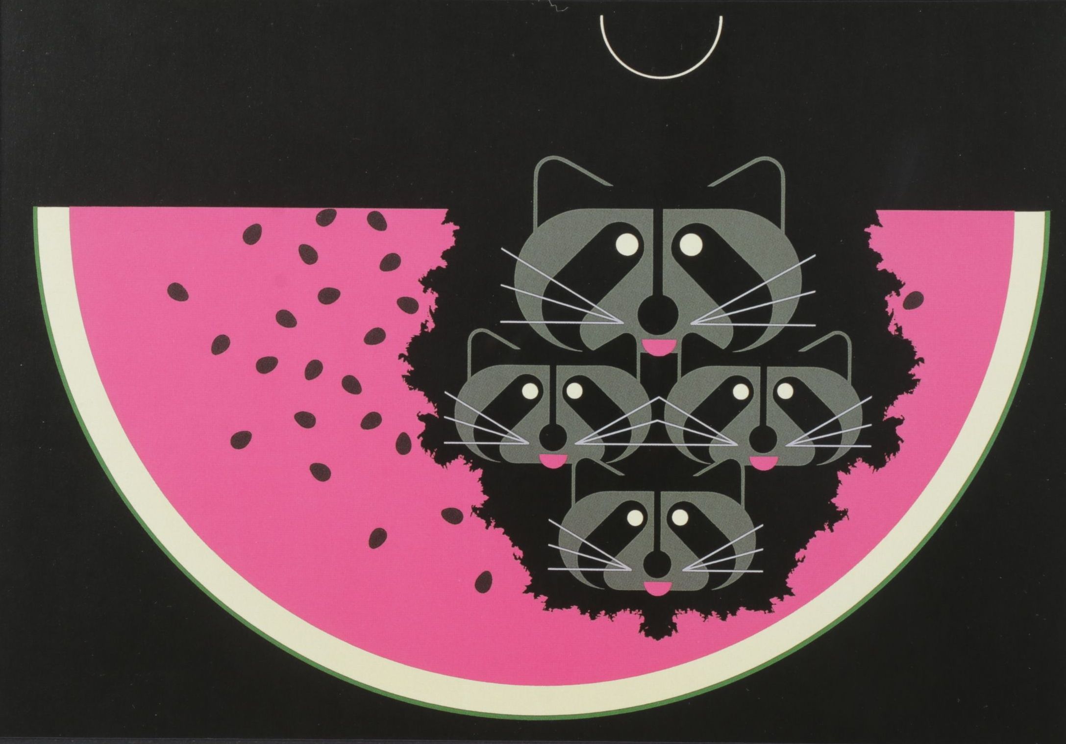 Offset Lithograph after Charley Harper "Watermelon Moon"