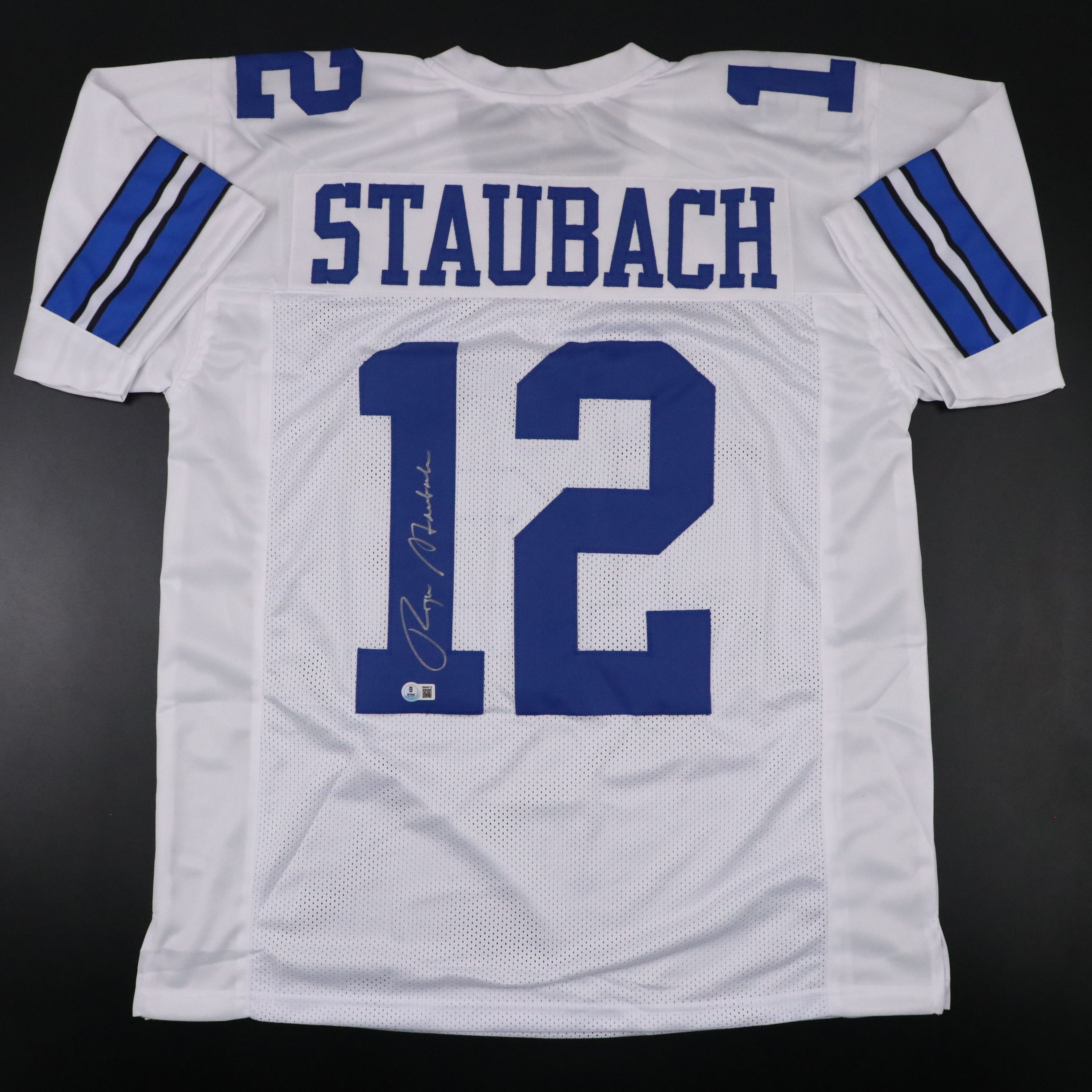 Roger Staubach Signed Dallas Cowboys Football Jersey, Beckett