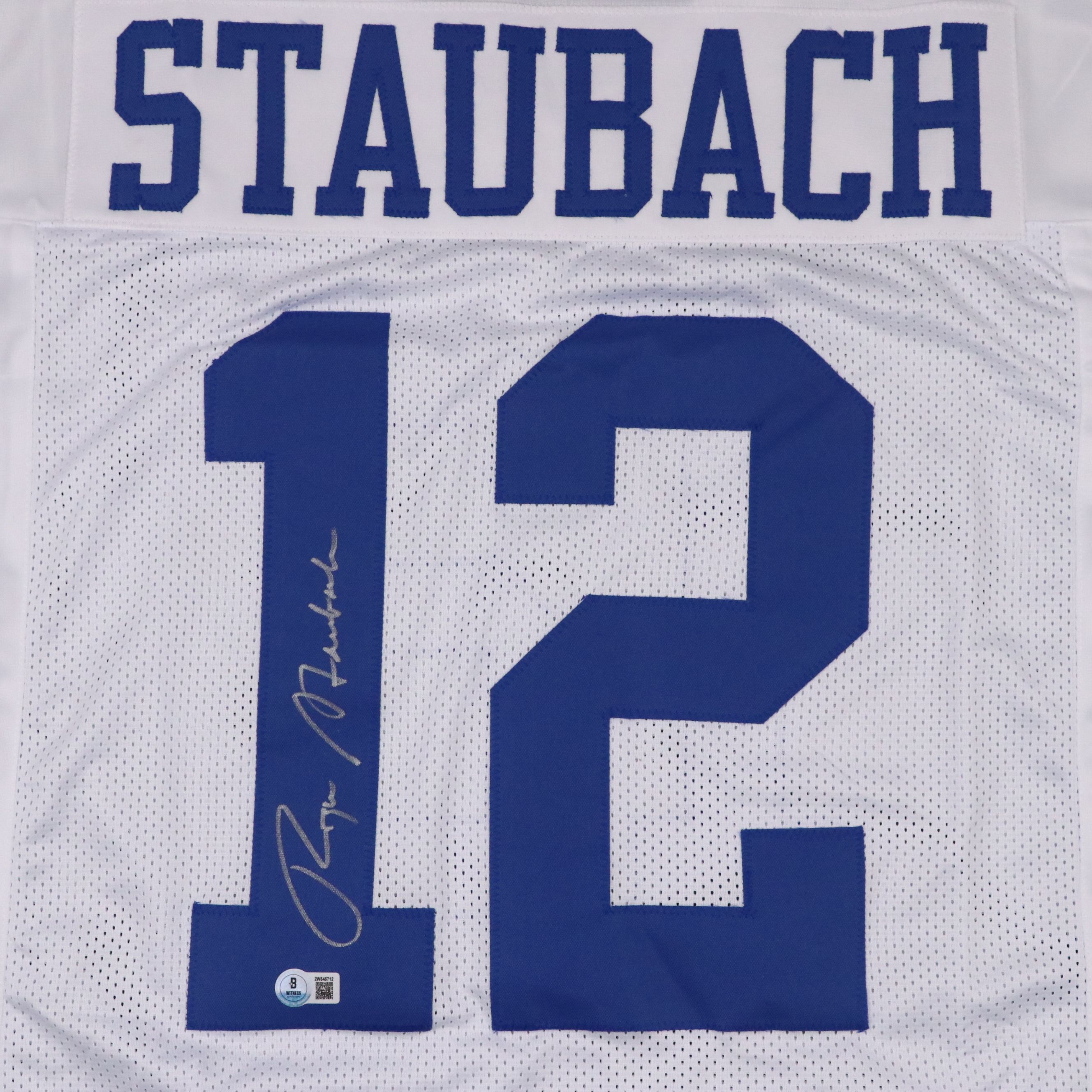 Roger Staubach Signed Dallas Cowboys Football Jersey, Beckett
