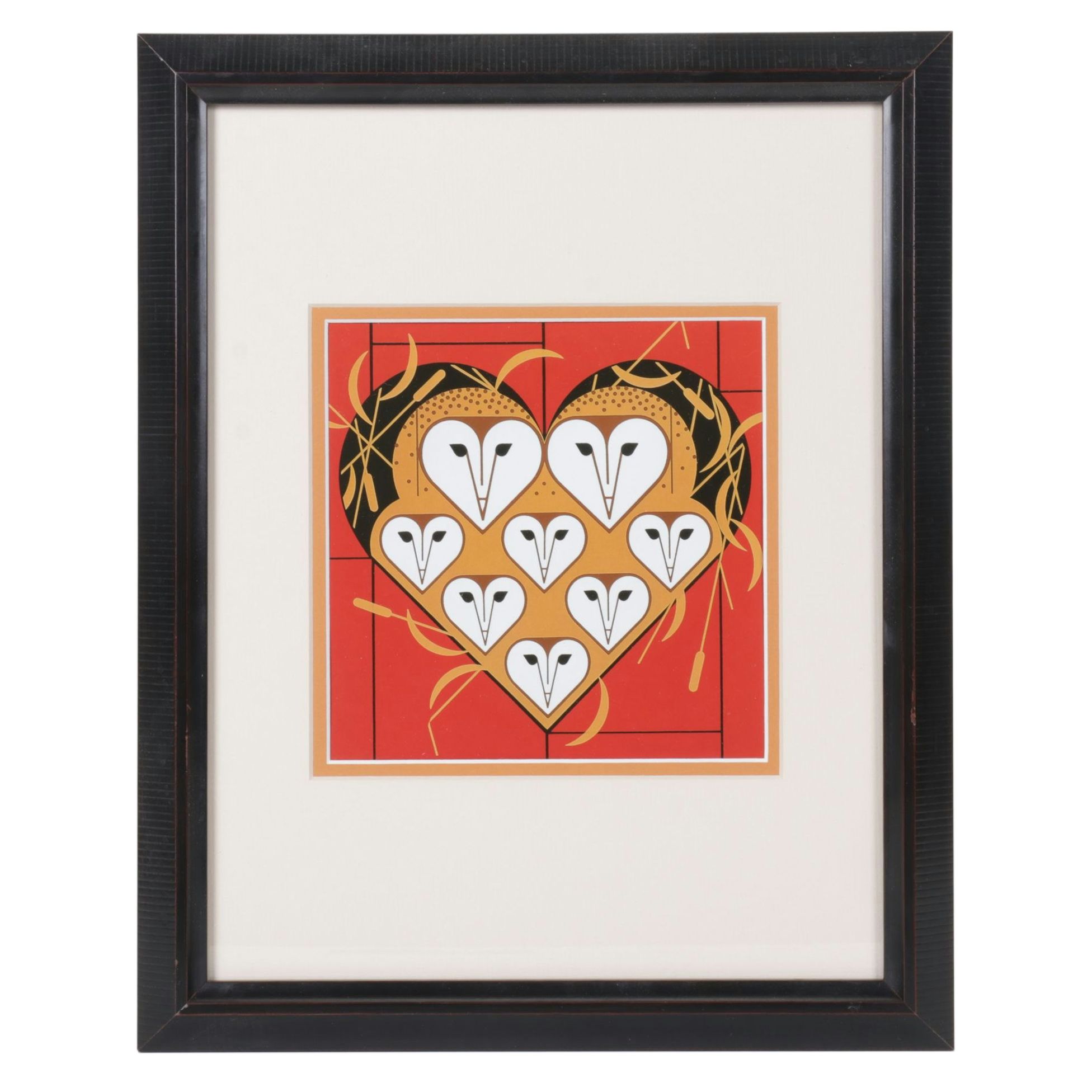 Charley Harper Offset Lithograph "Vowlentine", 1985