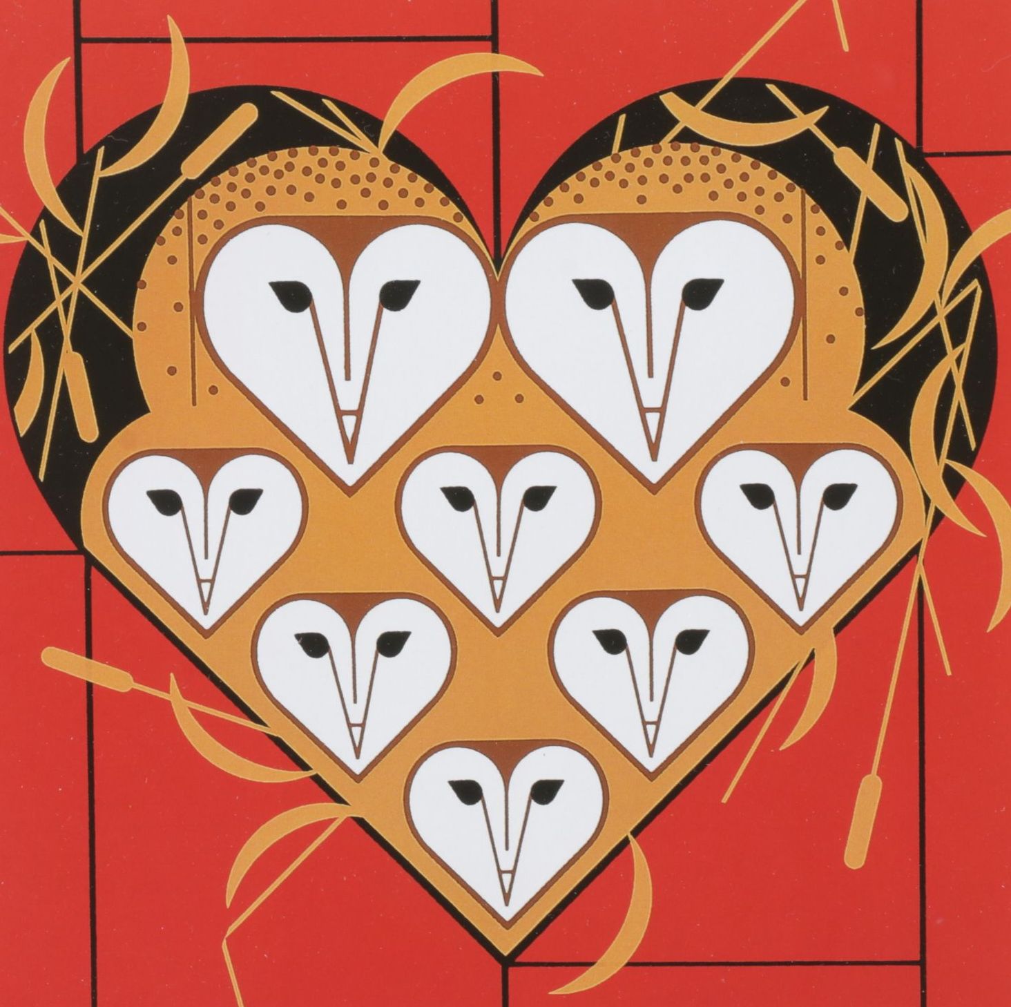 Charley Harper Offset Lithograph "Vowlentine", 1985