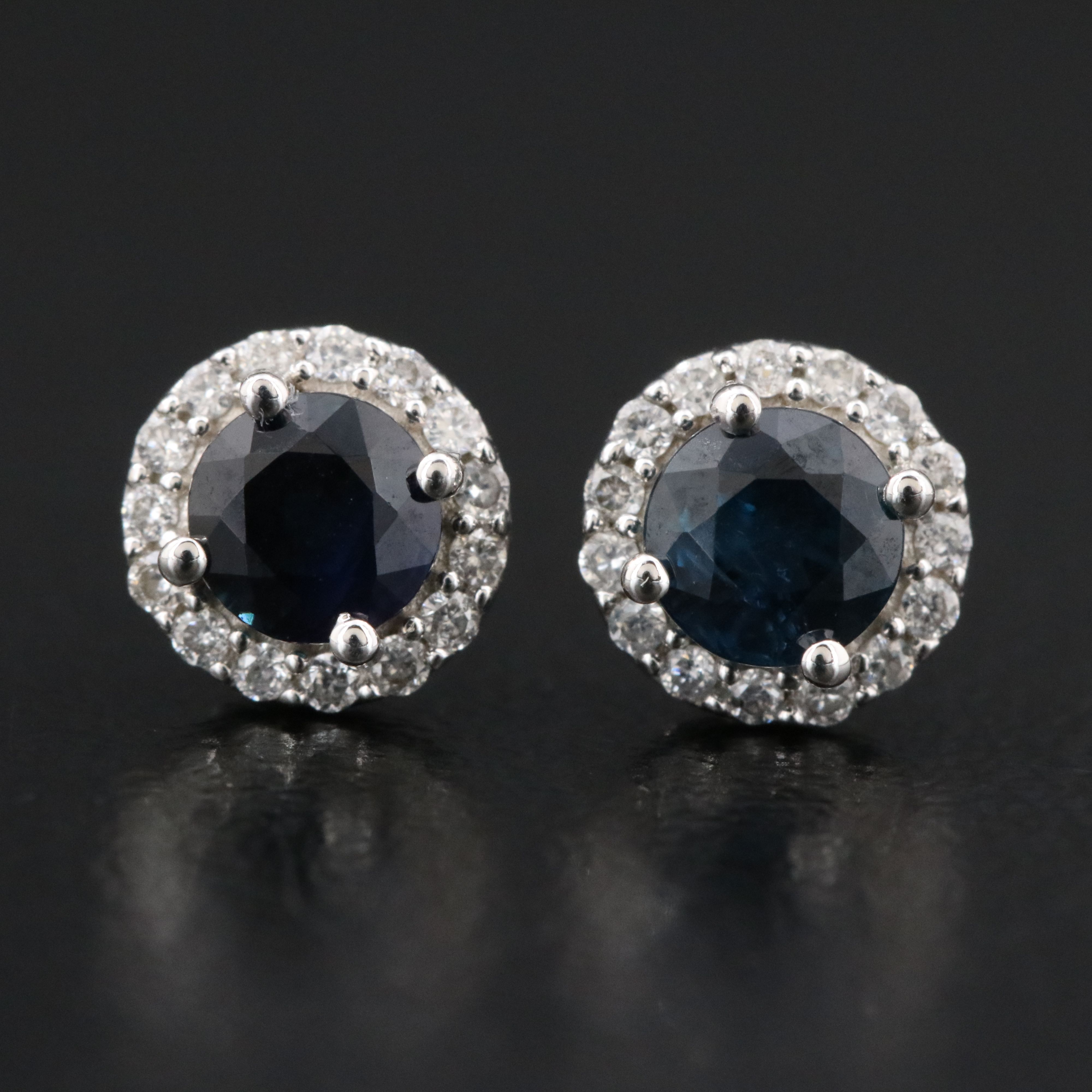 10K Sapphire and Diamond Stud Earrings