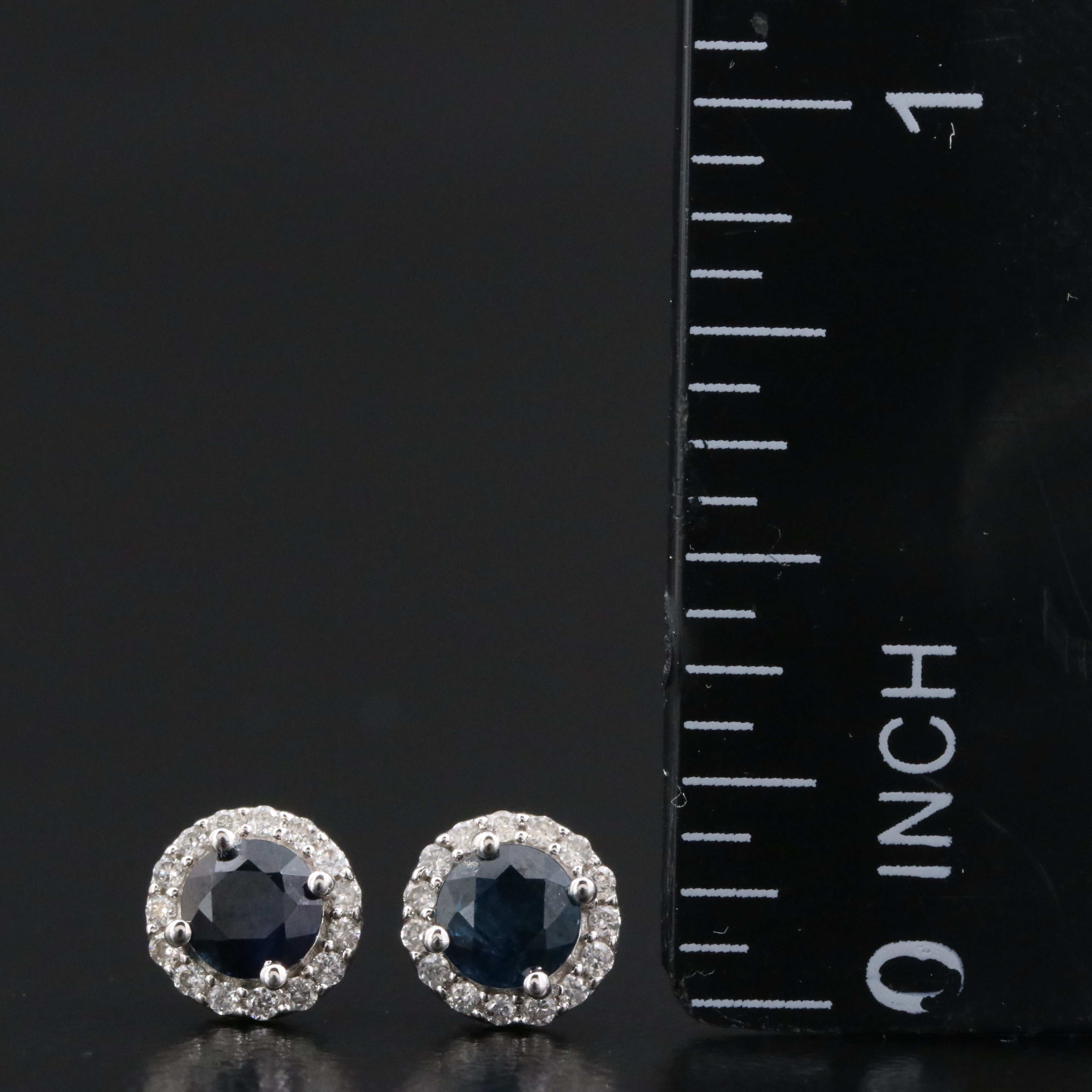 10K Sapphire and Diamond Stud Earrings