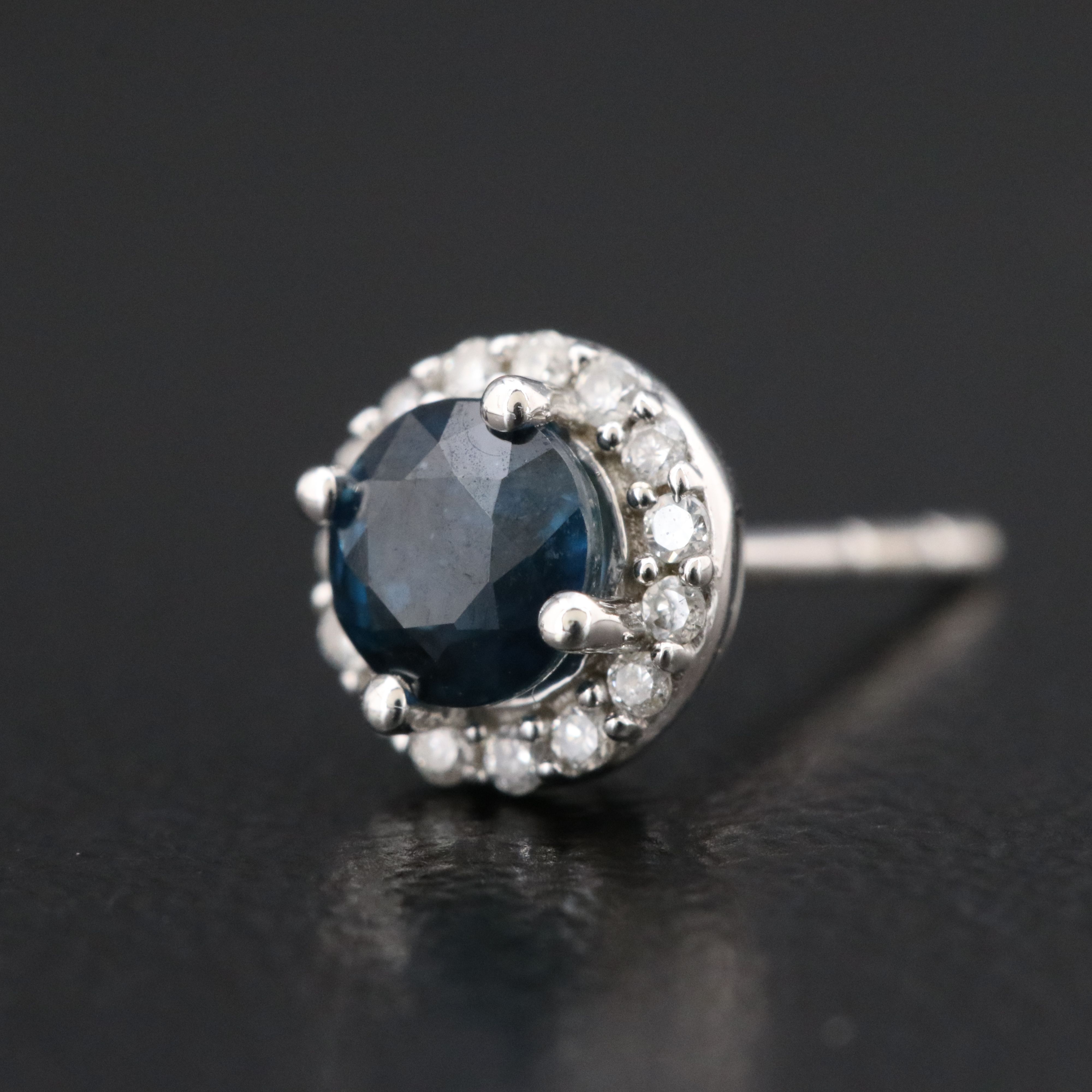 10K Sapphire and Diamond Stud Earrings