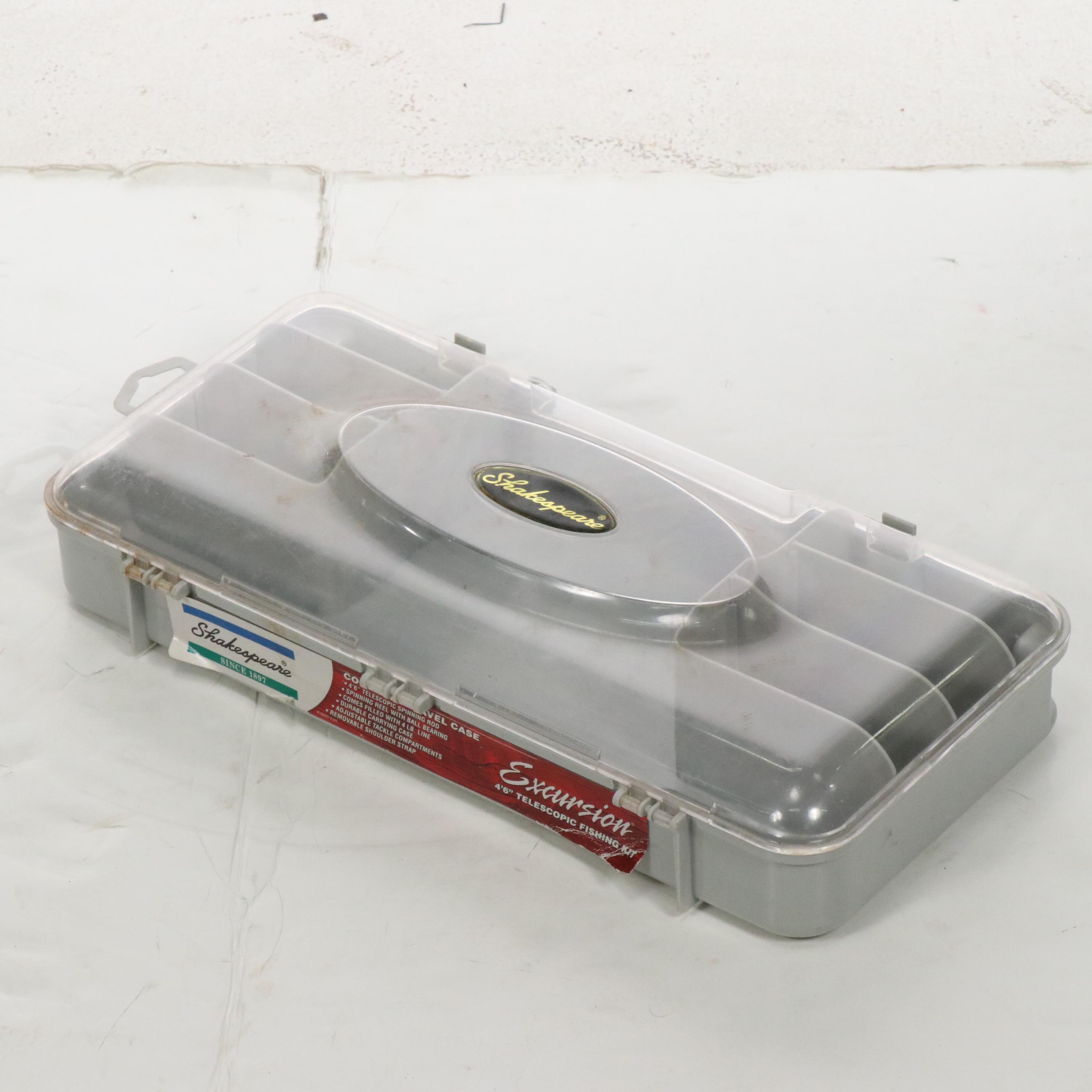 Cabela's Graphite Fishing Rod with Plano Tackle Box and More Fishing Gear