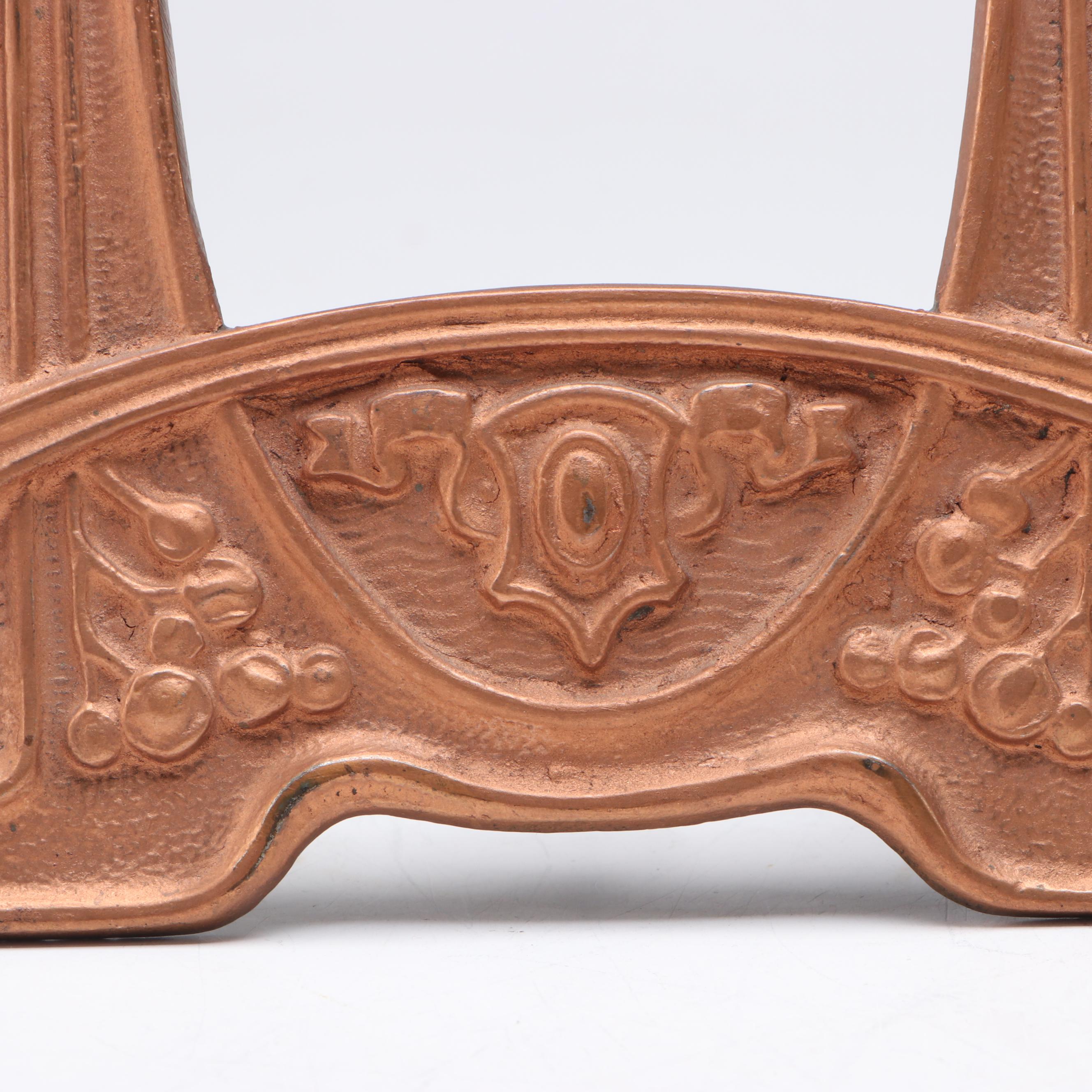 Art Nouveau Copper Finish Cast Iron Figural Standing Frame, Early 20th Century