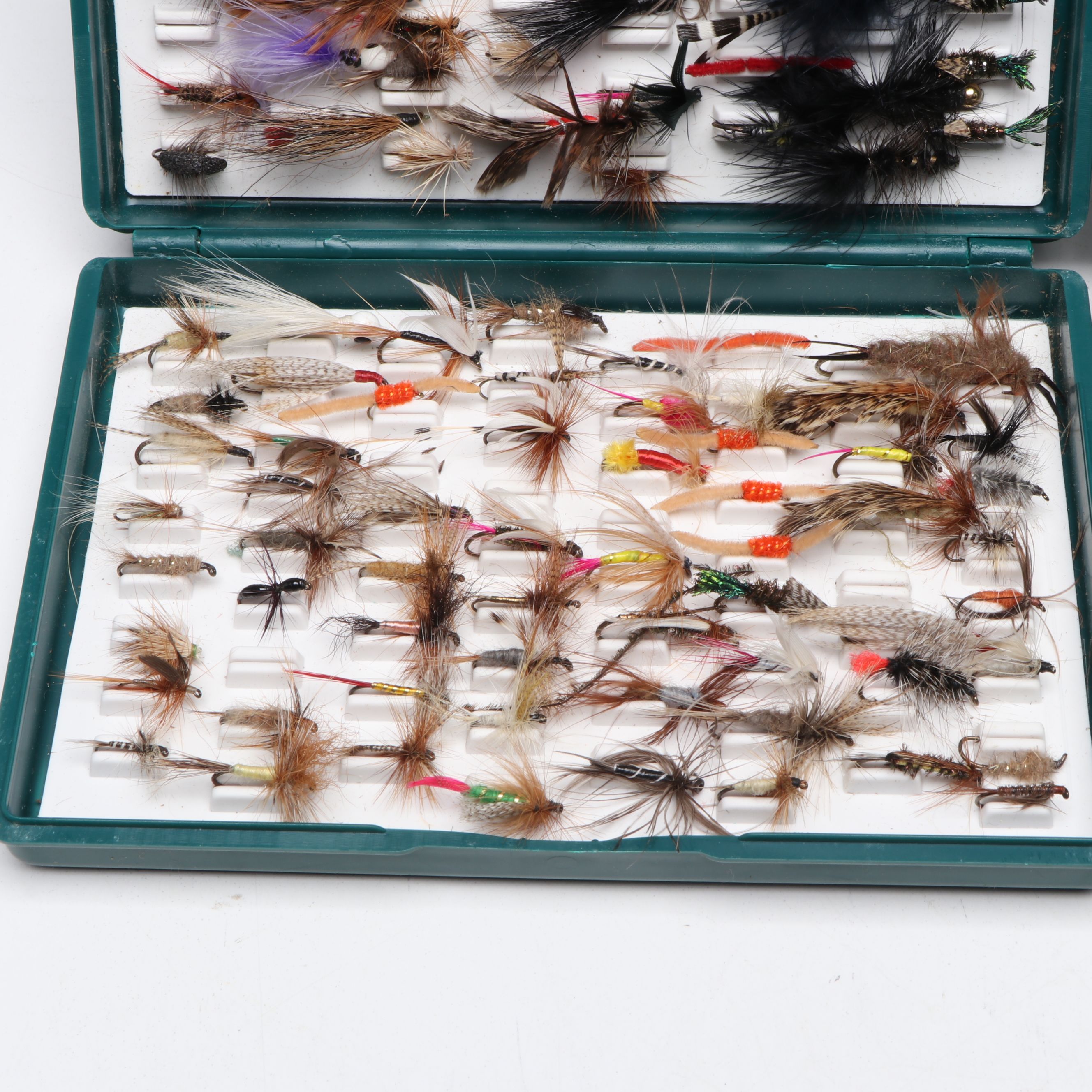 Hand-Tied Fly Fishing Flies in Fox Box Storage Containers