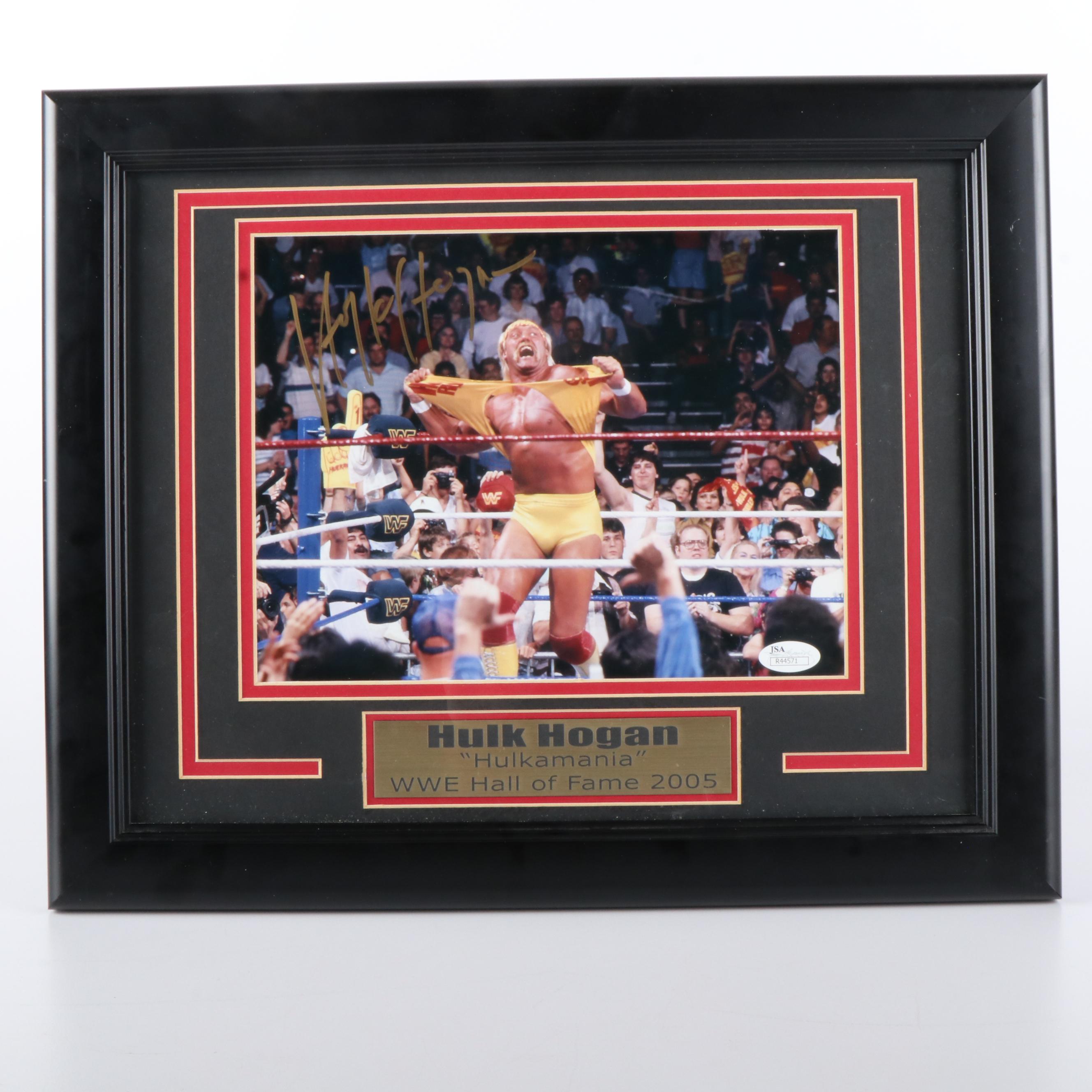 Hulk Hogan Signed WWF Wrestling Print in Matted Frame, JSA