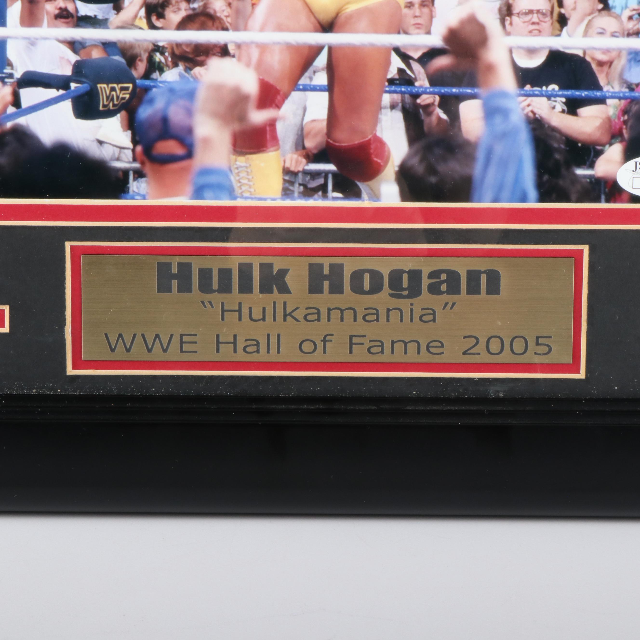 Hulk Hogan Signed WWF Wrestling Print in Matted Frame, JSA