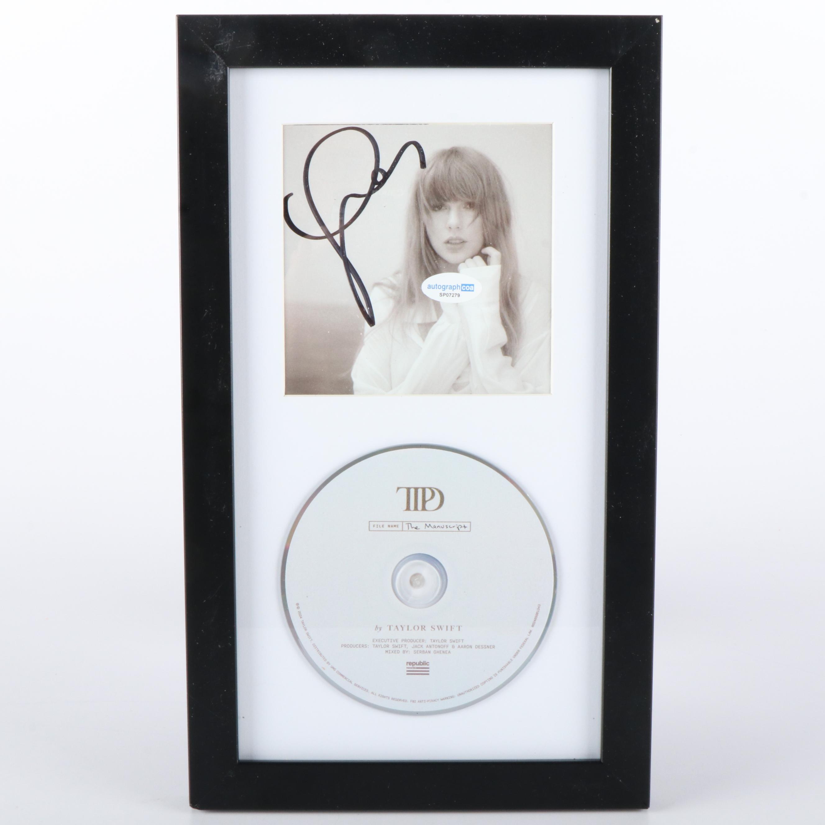 Taylor Swift Signed "The Tortured Poets Department" CD Card in Frame