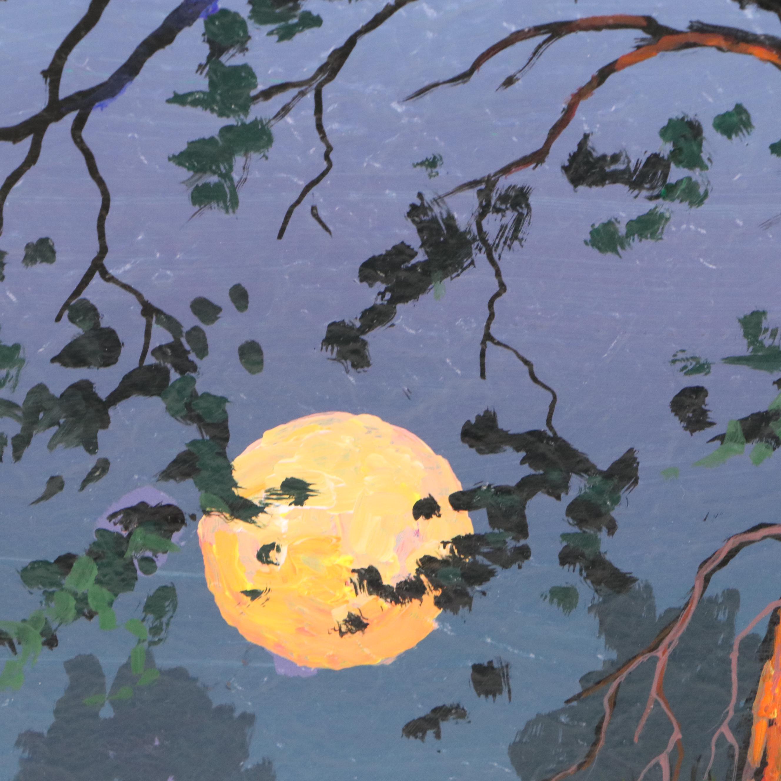 Douglas "Bumo" Johnpeer Oil Painting "Moonlit Oak," 2025