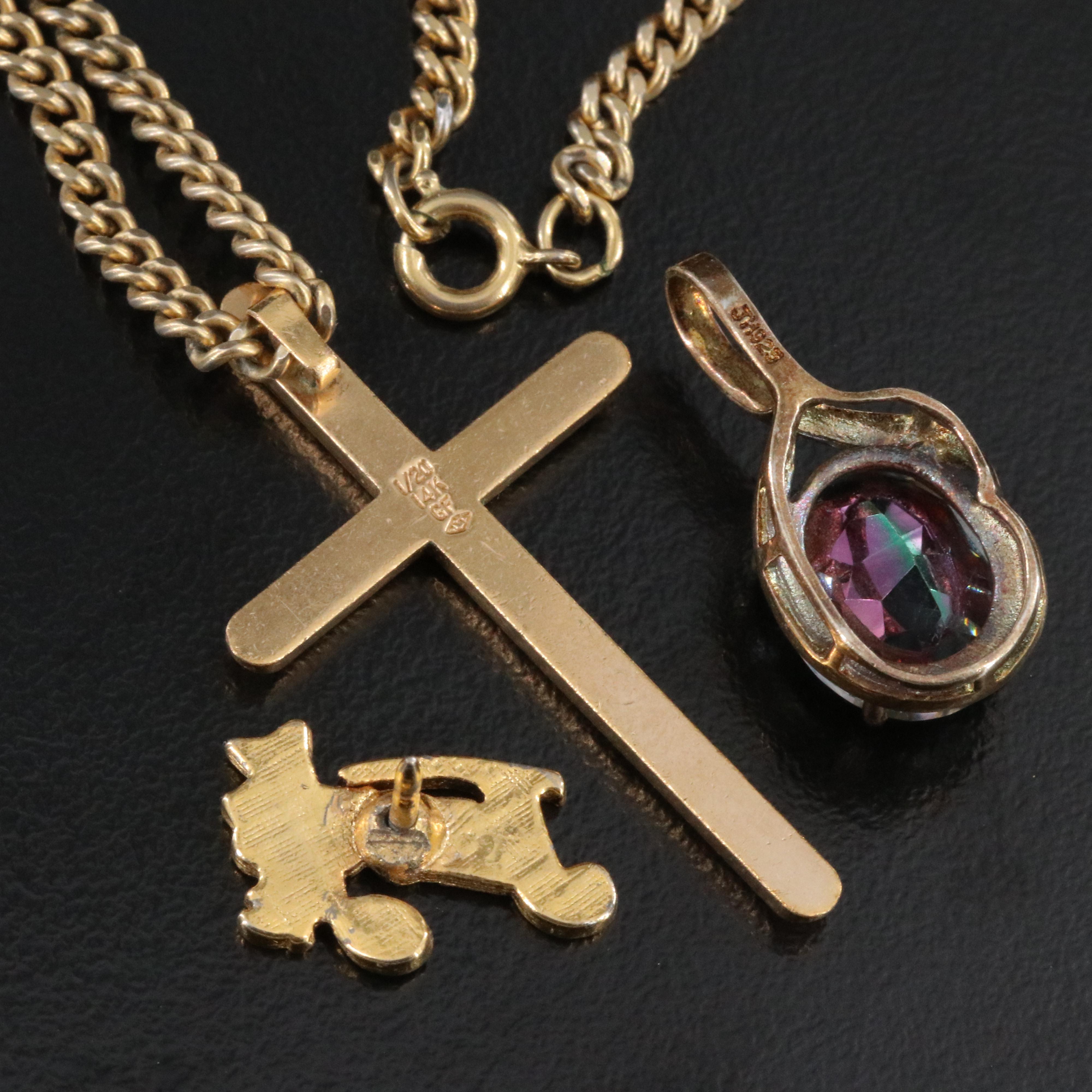 Sterling Mystic Topaz and Gold-Filled Cross Pendants Featured Jewelry