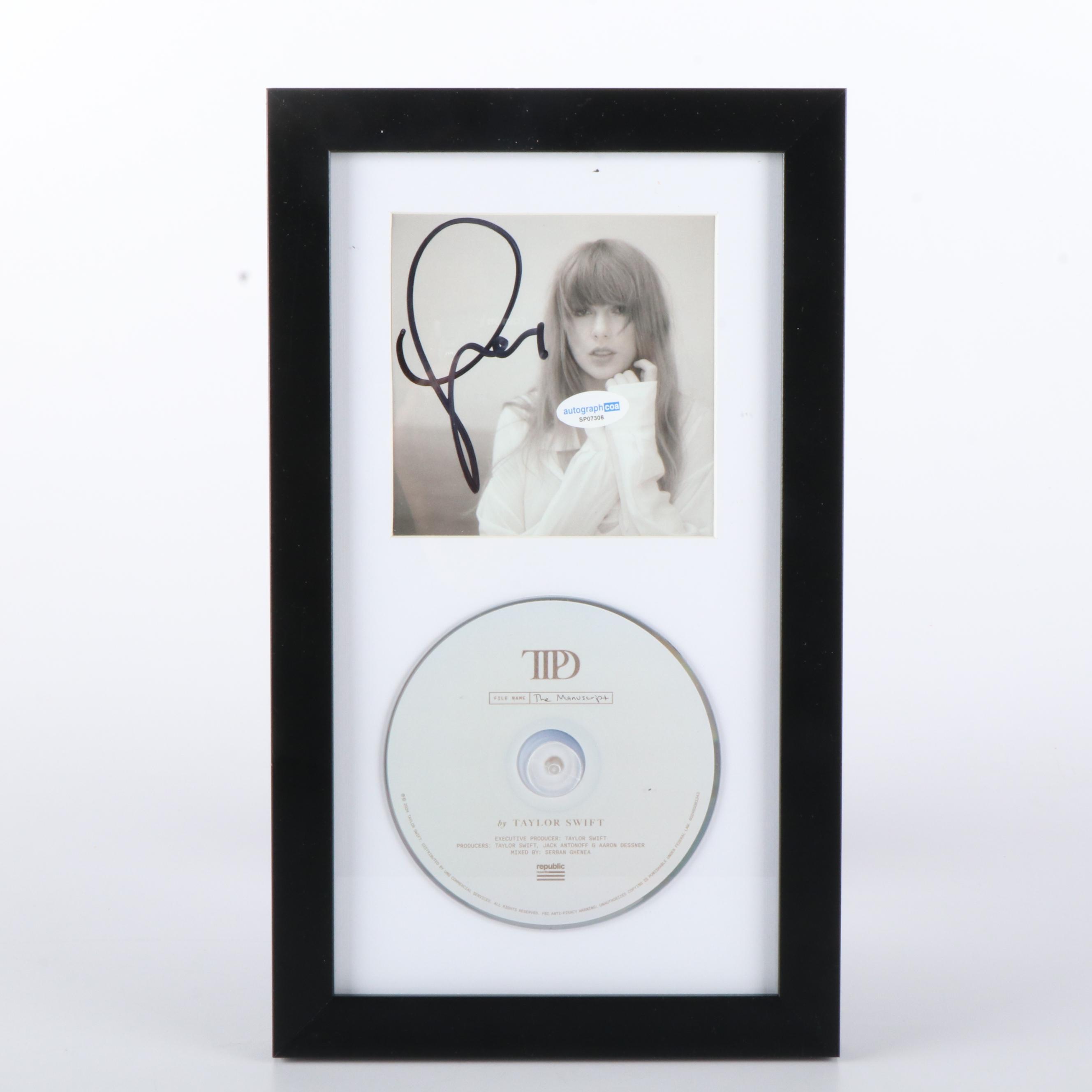 Taylor Swift Signed "The Tortured Poets Department" CD Card in Frame