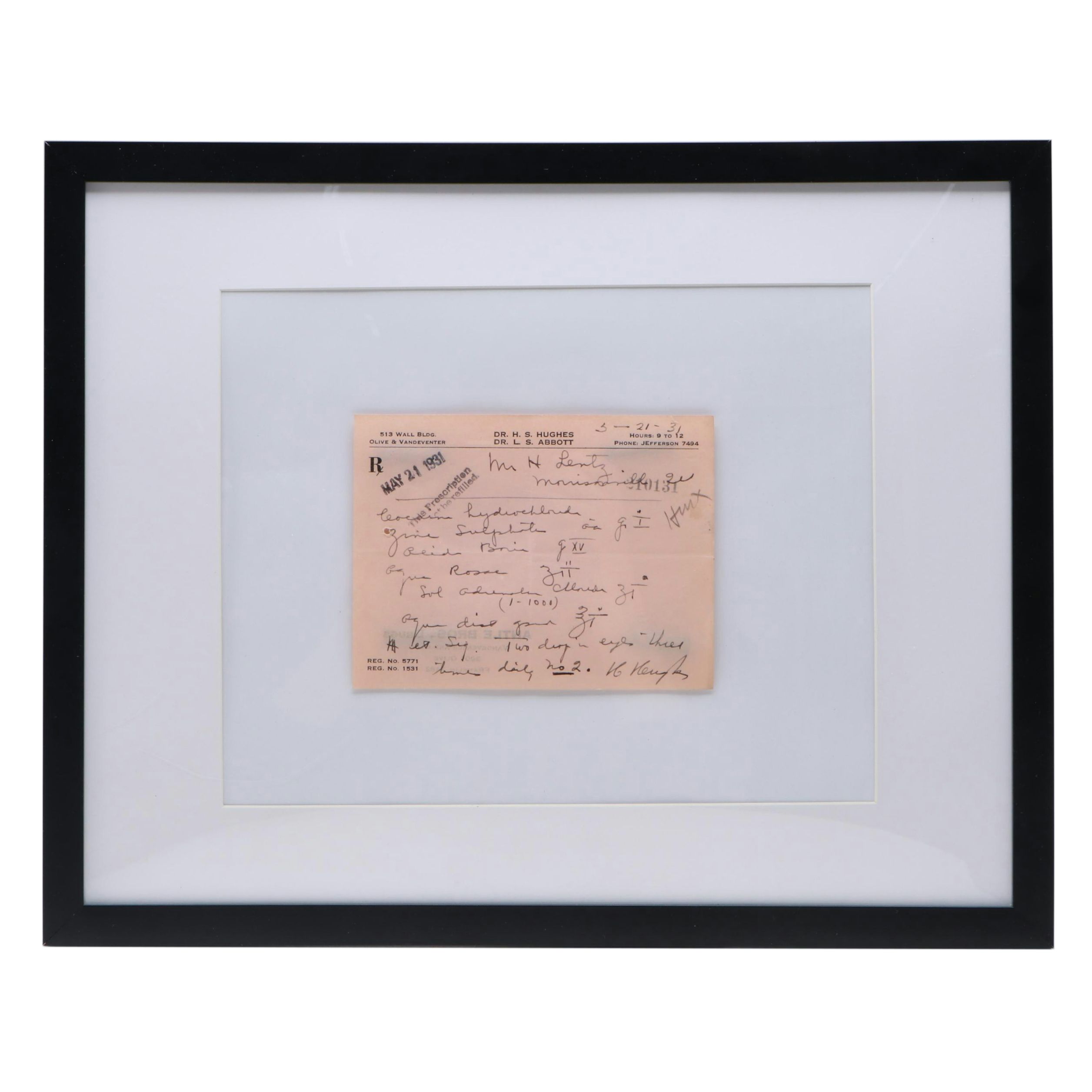 Prescription Form for Cocaine, 1931