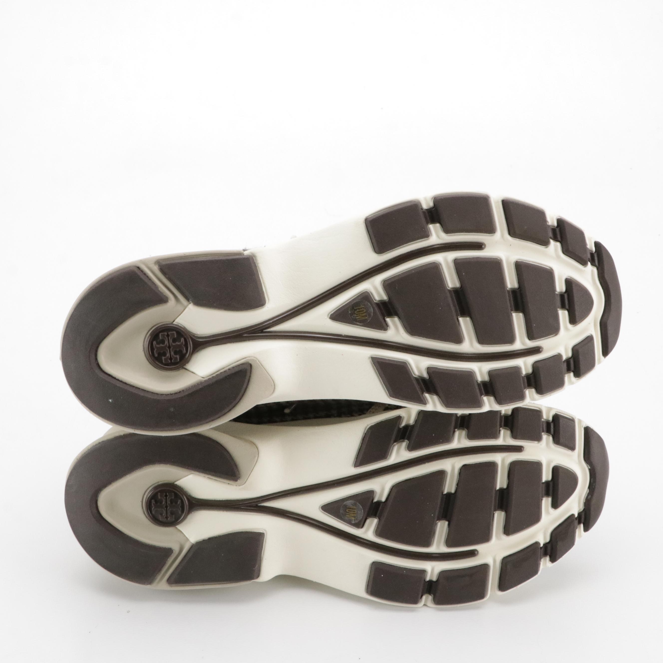 Tory Burch Herringbone and Leather Lace-Up Sneakers