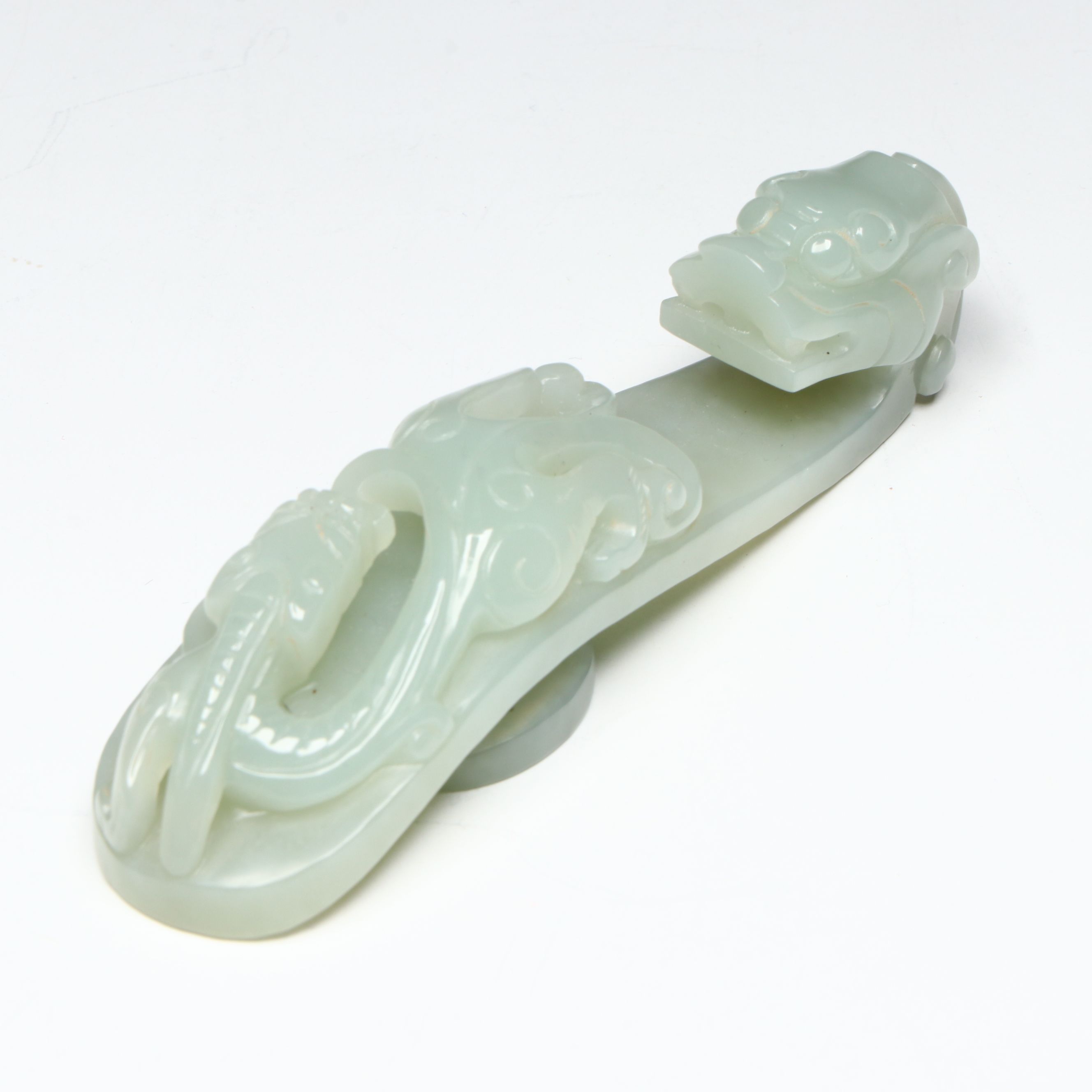 Chinese Carved Nephrite Dragon Head Belt Hook