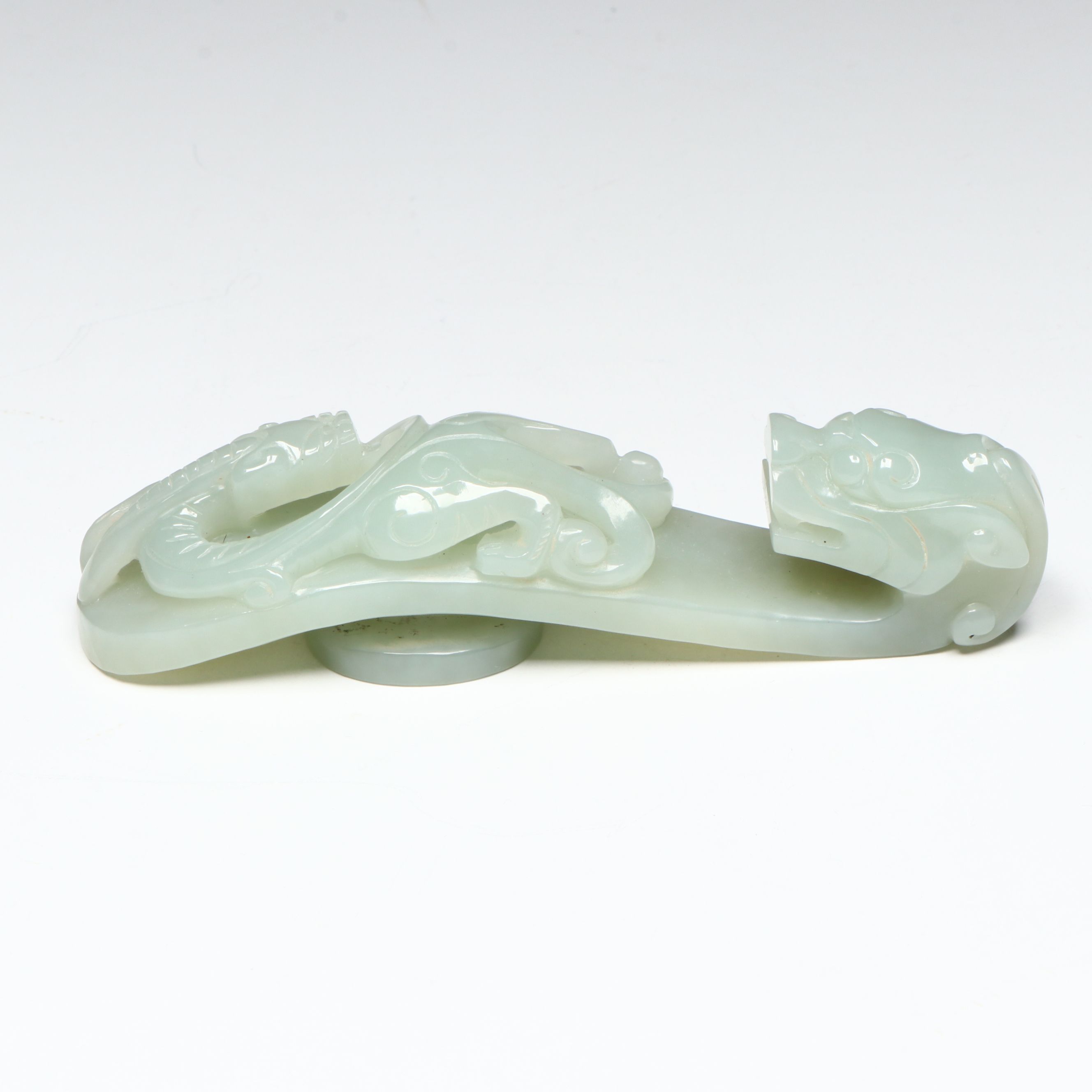 Chinese Carved Nephrite Dragon Head Belt Hook