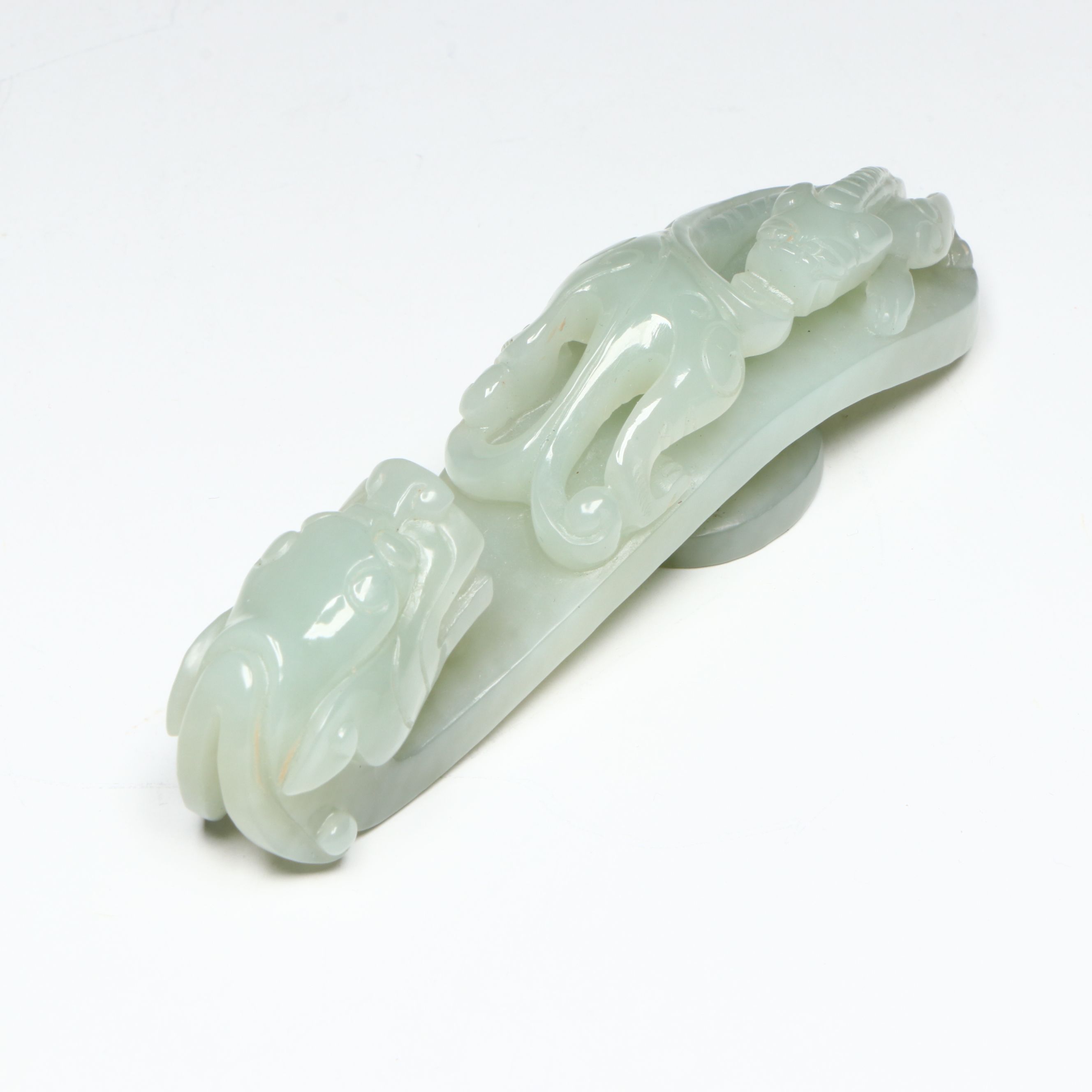 Chinese Carved Nephrite Dragon Head Belt Hook