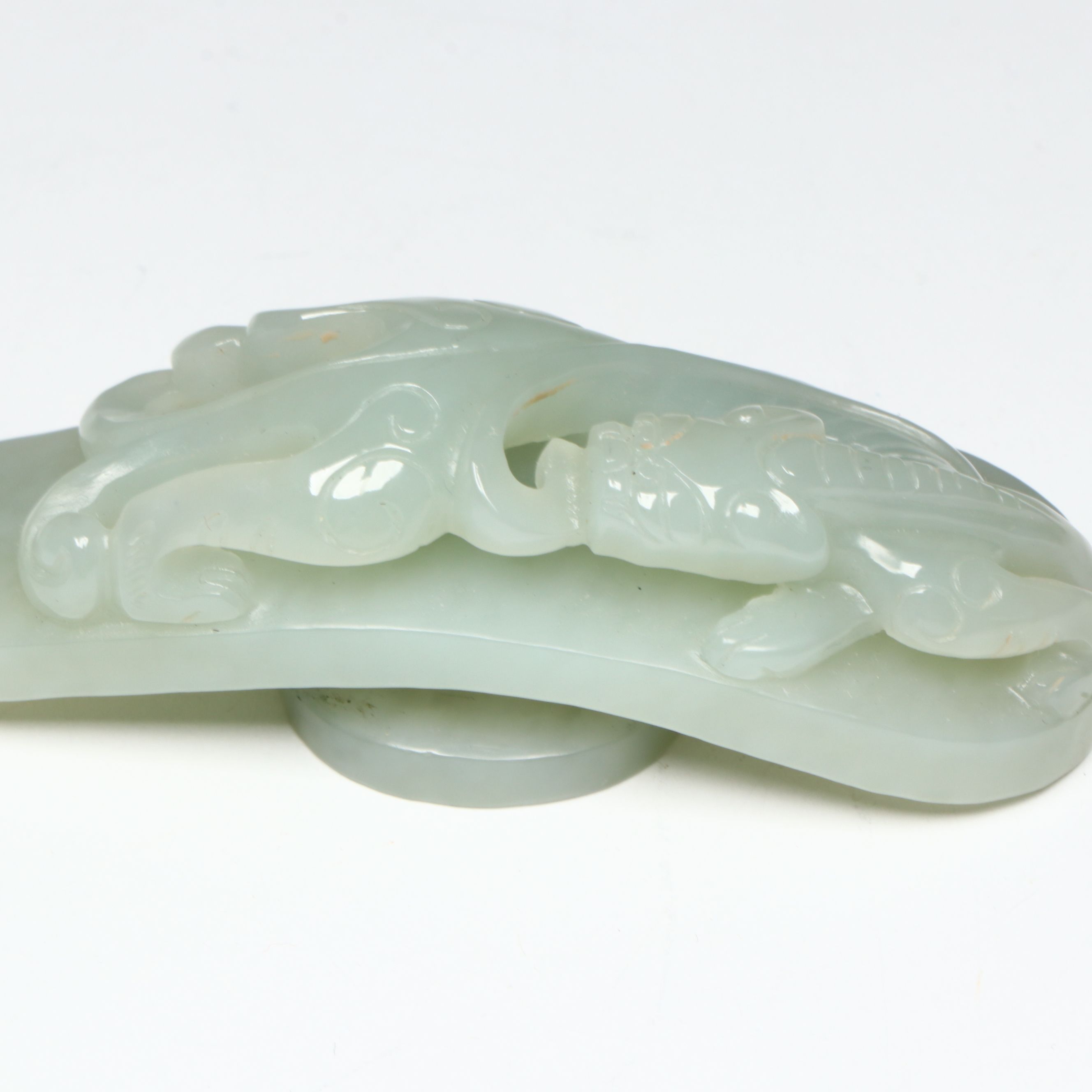 Chinese Carved Nephrite Dragon Head Belt Hook